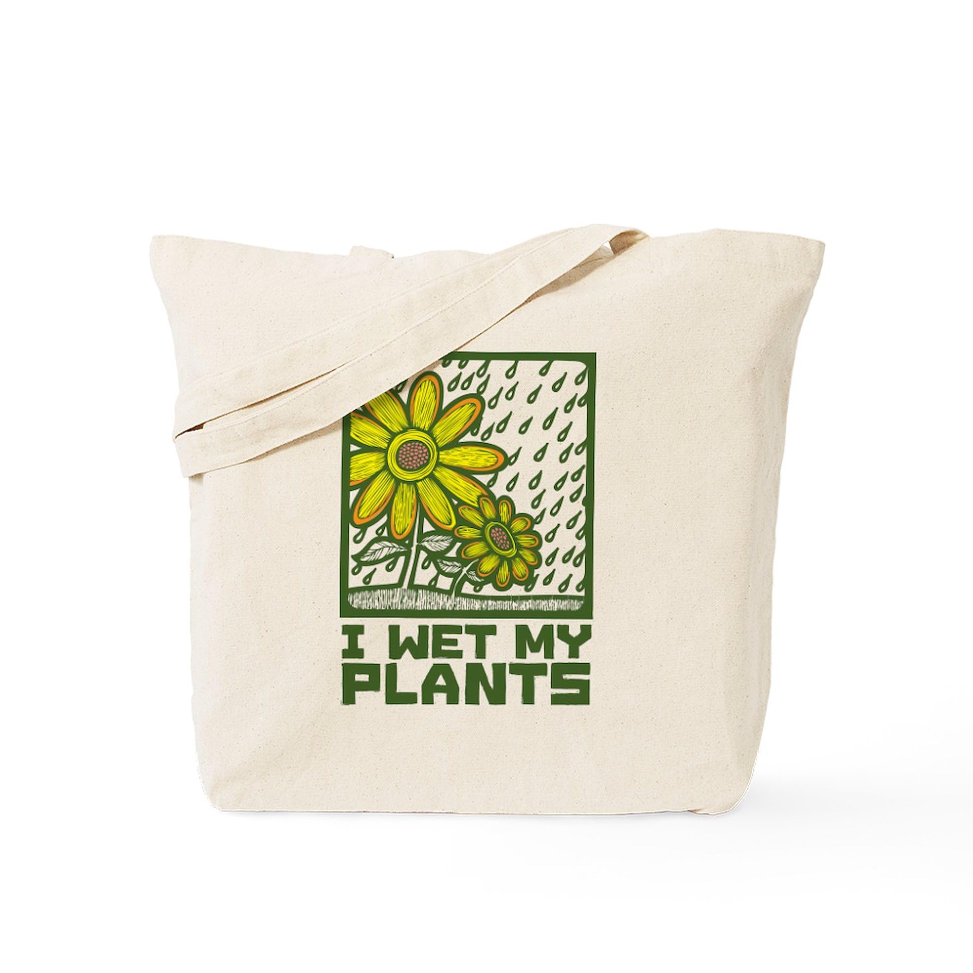 CafePress 'I Wet My Plants' Natural Canvas Tote Bag - Eco-Friendly Reusable Grocery Shopping Bag for Plant Lovers, Gardening & Farmers Market
