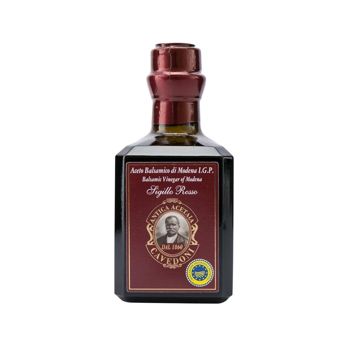 Premium CAVEDONI Sigillo Rosso PGI Modena Balsamic Vinegar Aged 1 Year - 250mL Bottle | Authentic Italian Gourmet Vinegar for Salads, Cooking & Gift Giving