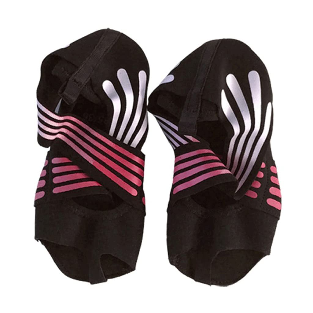 XXDZP Women's Non-Slip Yoga Socks for Pilates, Dance & Fitness - Breathable Five-Toe Grip Socks for Indoor Workouts, Ballet & Barre - Pink (Size 19.5cm) - Perfect for Yoga Studios, Home Exercise & Dance Classes