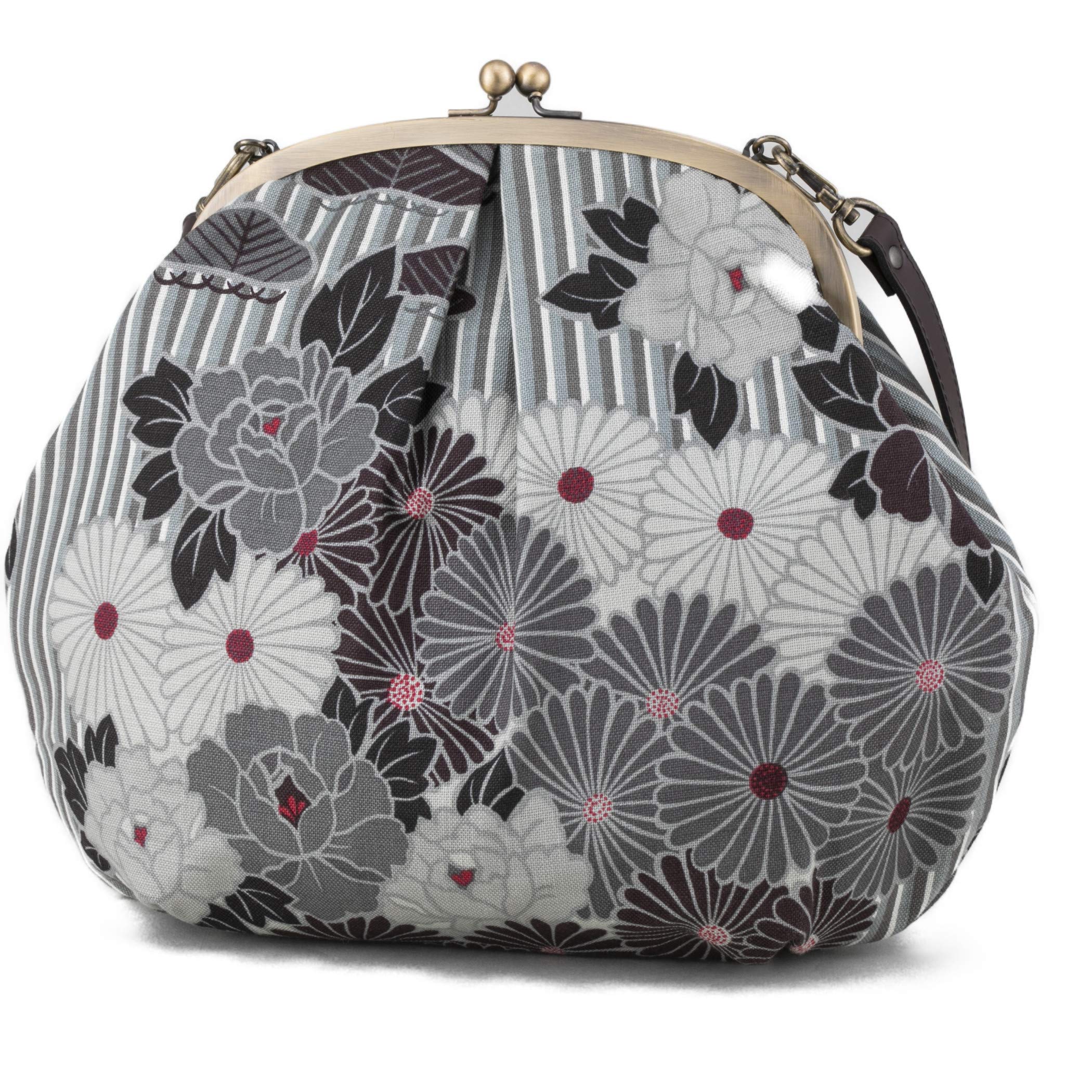 Vintage Japanese Kiss Lock Crossbody Bag - Elegant Evening Clutch Purse with Shoulder Strap | Perfect for Date Nights, Weddings & Special Occasions
