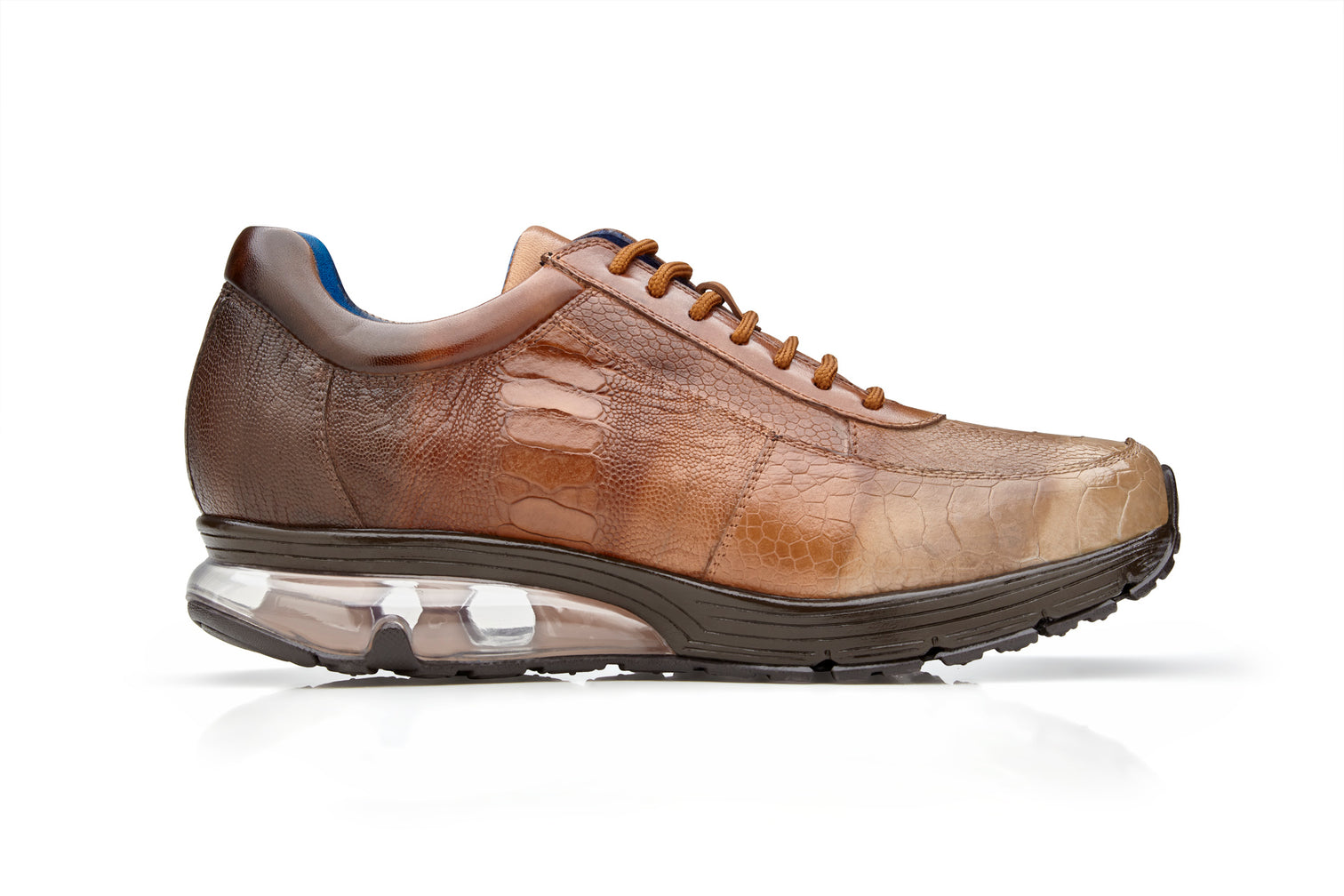 Belvedere George Genuine Ostrich Leather Hand-Painted Multi Rust Sneakers - Stylish Casual Shoes for Men - Perfect for Everyday Wear, Street Fashion & Urban Outfits