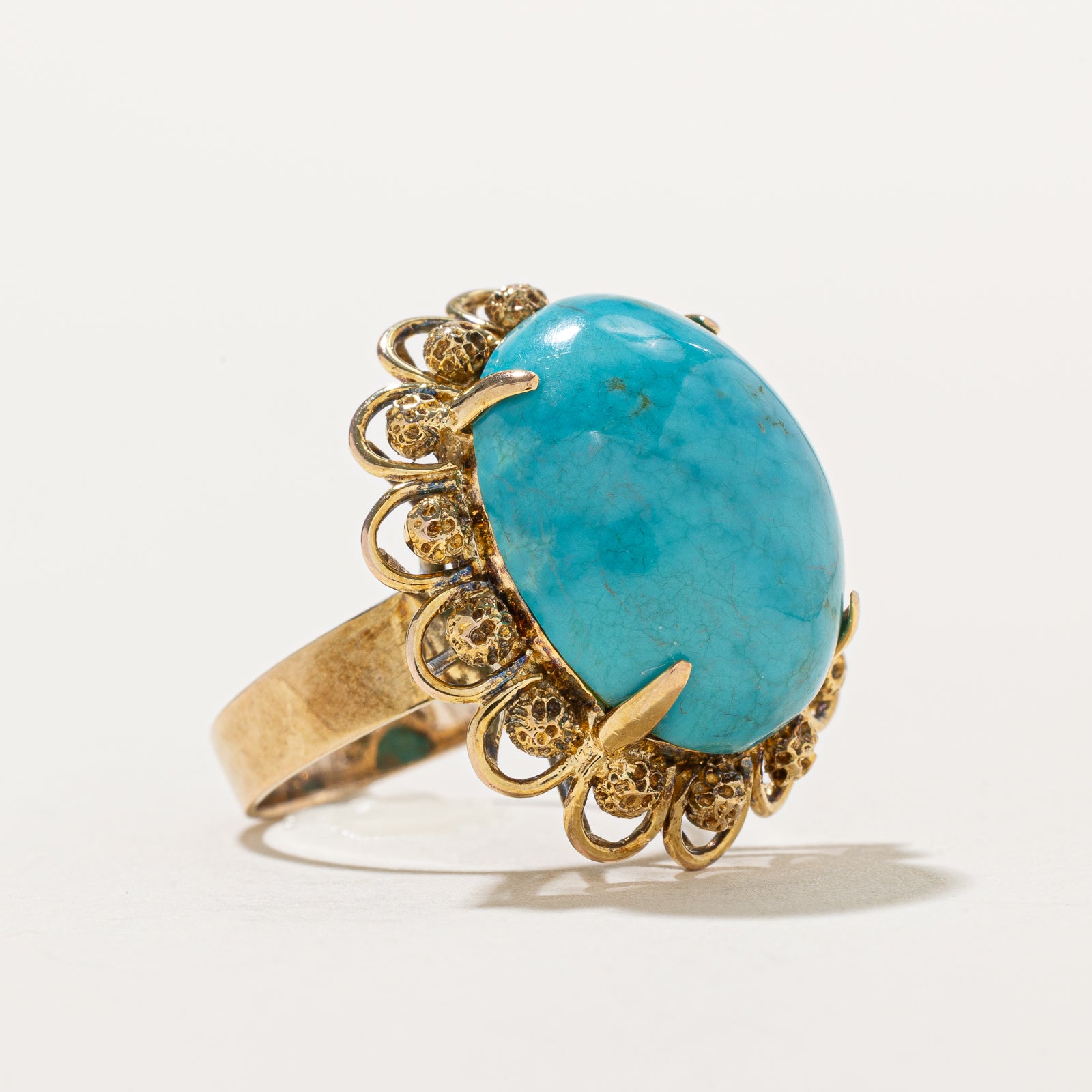 11.50ct Genuine Treated Turquoise Cocktail Ring - Size 5 | Elegant Statement Jewelry for Women | Perfect for Parties, Weddings & Special Occasions