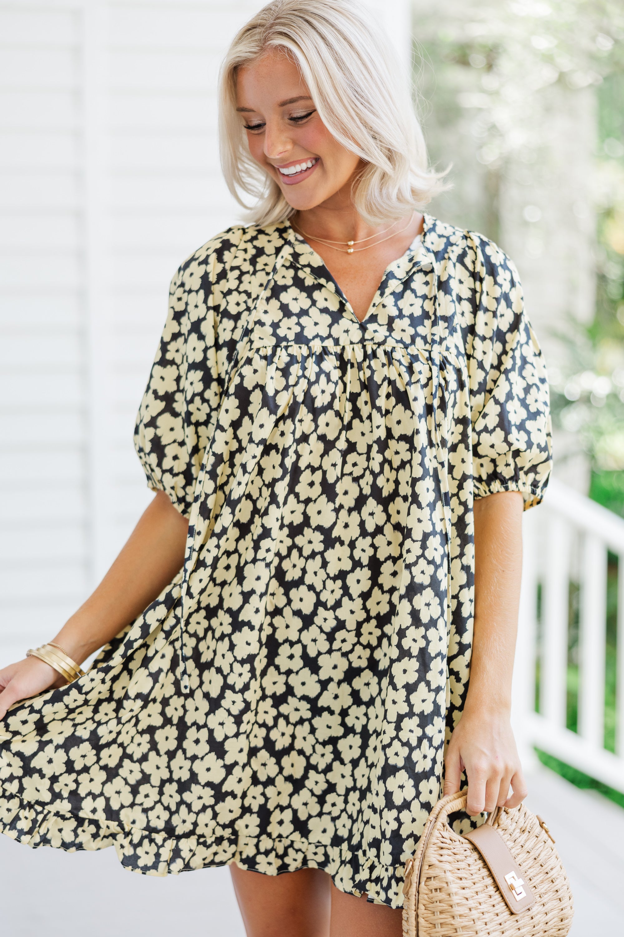 Be The One Black Floral Babydoll Dress - Sexy Lace Nightgown for Women, Perfect for Date Night & Romantic Occasions