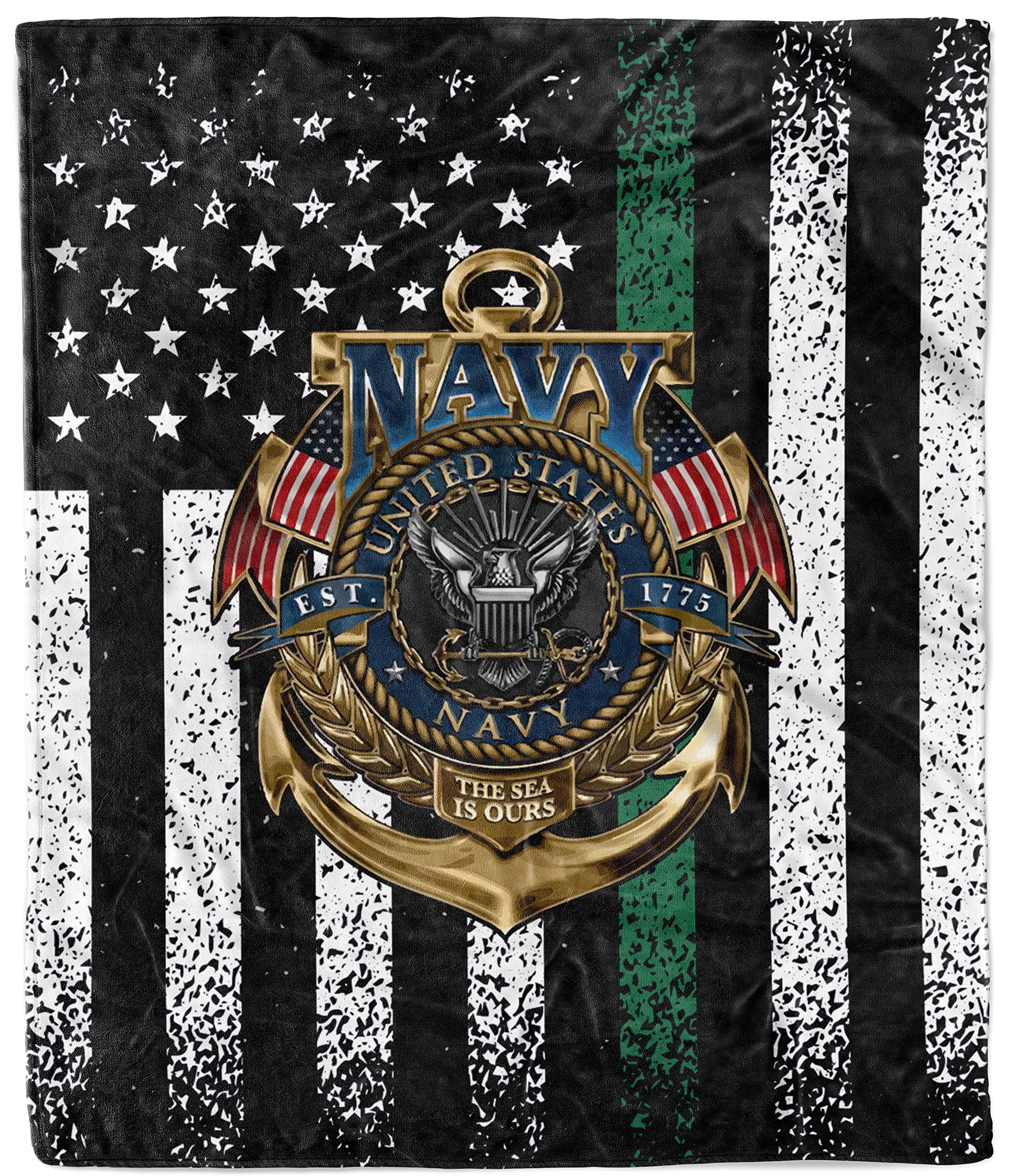 Custom US Navy Veteran Fleece Throw Blanket 50