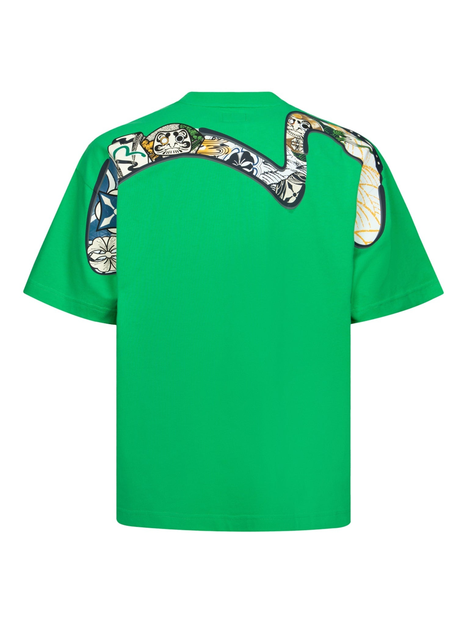 Multi Hanafuda Daruma and Daicock Print Loose Fit T-Shirt - Comfortable Casual Wear for Anime Fans & Japanese Culture Enthusiasts