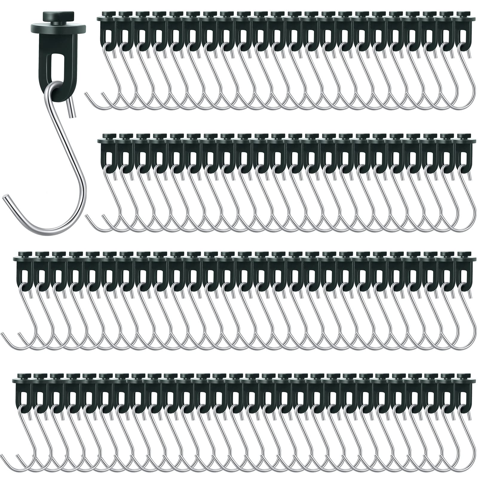 Ripeng 100-Piece Greenhouse Hooks Hangers - Heavy Duty Stainless Steel S Hooks with Twist Clips for Hanging Plants, Plastic Insulation Netting & Shading - Perfect for Outdoor Garden, Greenhouse & Vertical Farming