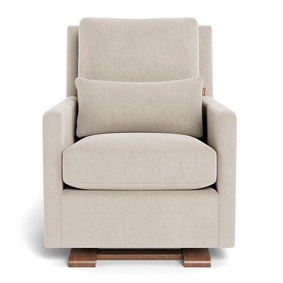 Monte Design Quick Ship Como Glider Recliner Chair - Dune Fabric with Walnut Base for Nursery, Living Room & Relaxation