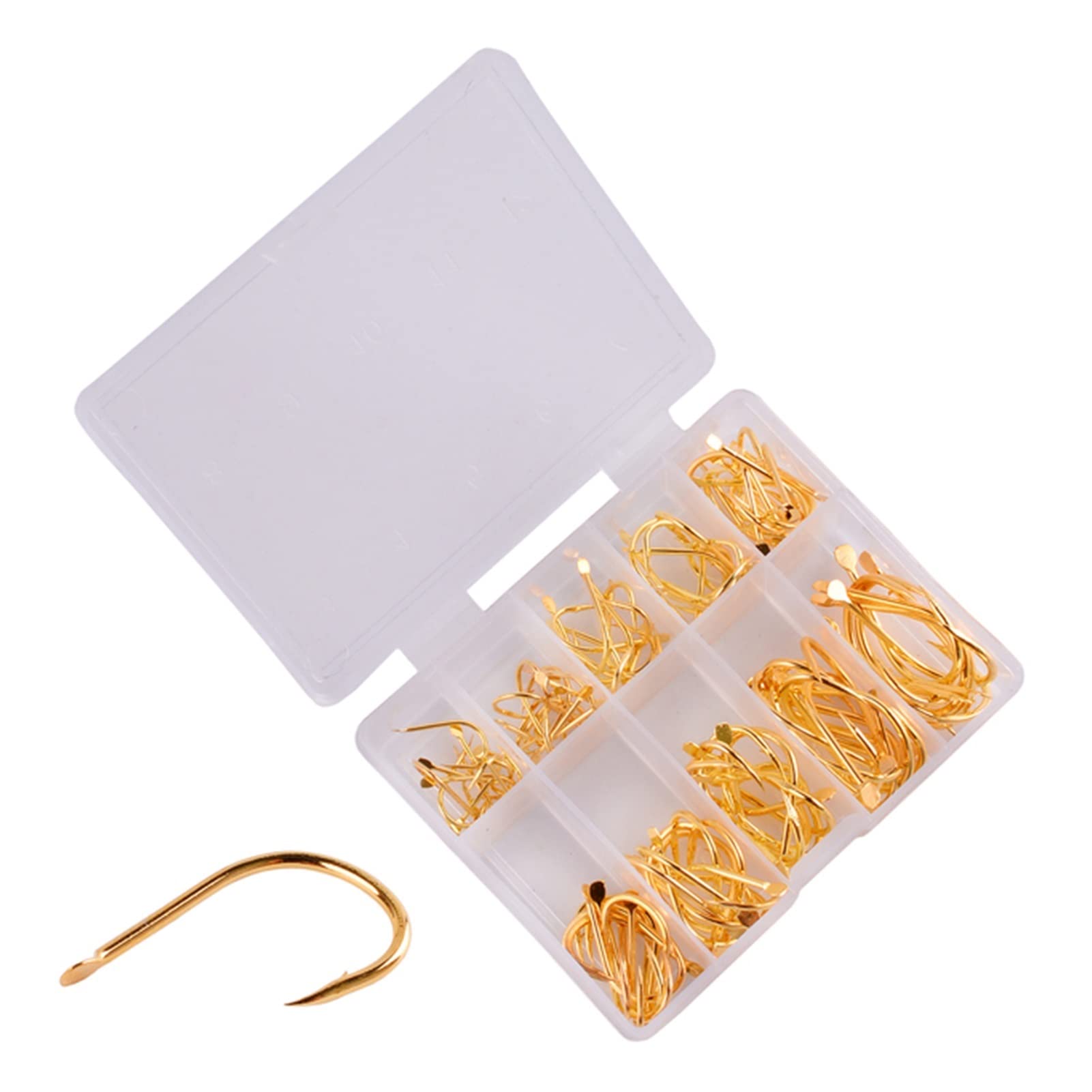 QTBH 100Pcs Carbon Steel Fishing Hooks Set - Strong Barbed Jig Bait Hooks for Carp, Freshwater & Saltwater Fishing - Includes Storage Box - Perfect for Worm Fishing, Ice Fishing & Sea Tackle Accessories