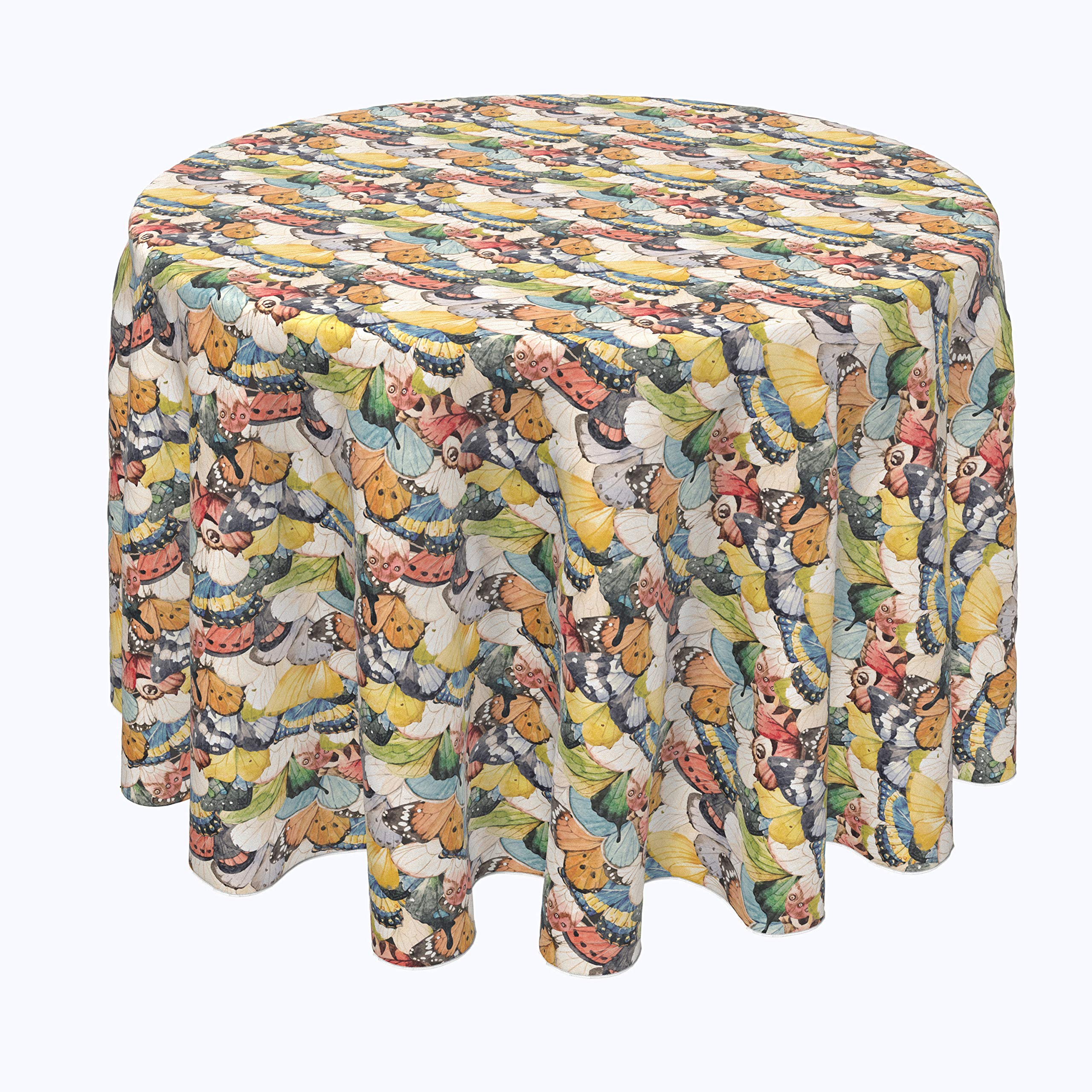 Machine Washable 100% Milliken Polyester Fabric Tablecloths & Table Runners - Close Up Butterflies Design (120
