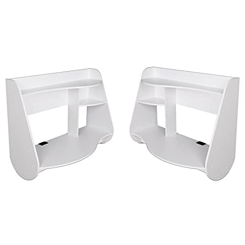 Home Square 2-Piece White Composite Wood Floating Desk Set - Space-Saving Home Office & Study Workstation for Small Rooms