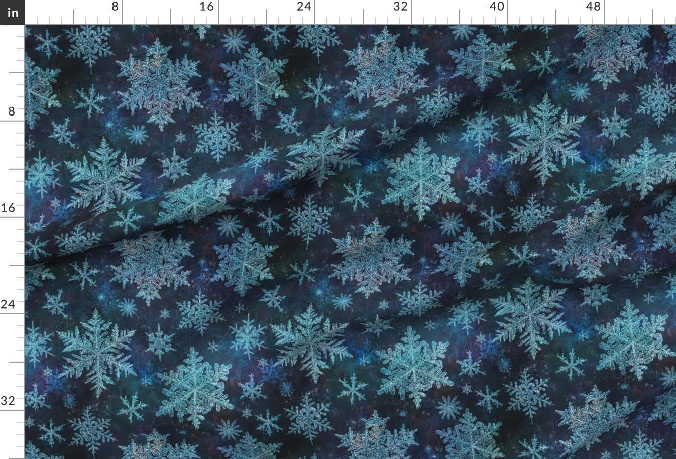 Icy Flakes Blue Green Printed Satin Fabric by The Yard - Premium Sewing Material for Apparel, Lining, Fashion, Blankets & Home Decor | DIY Craft Projects & Upholstery