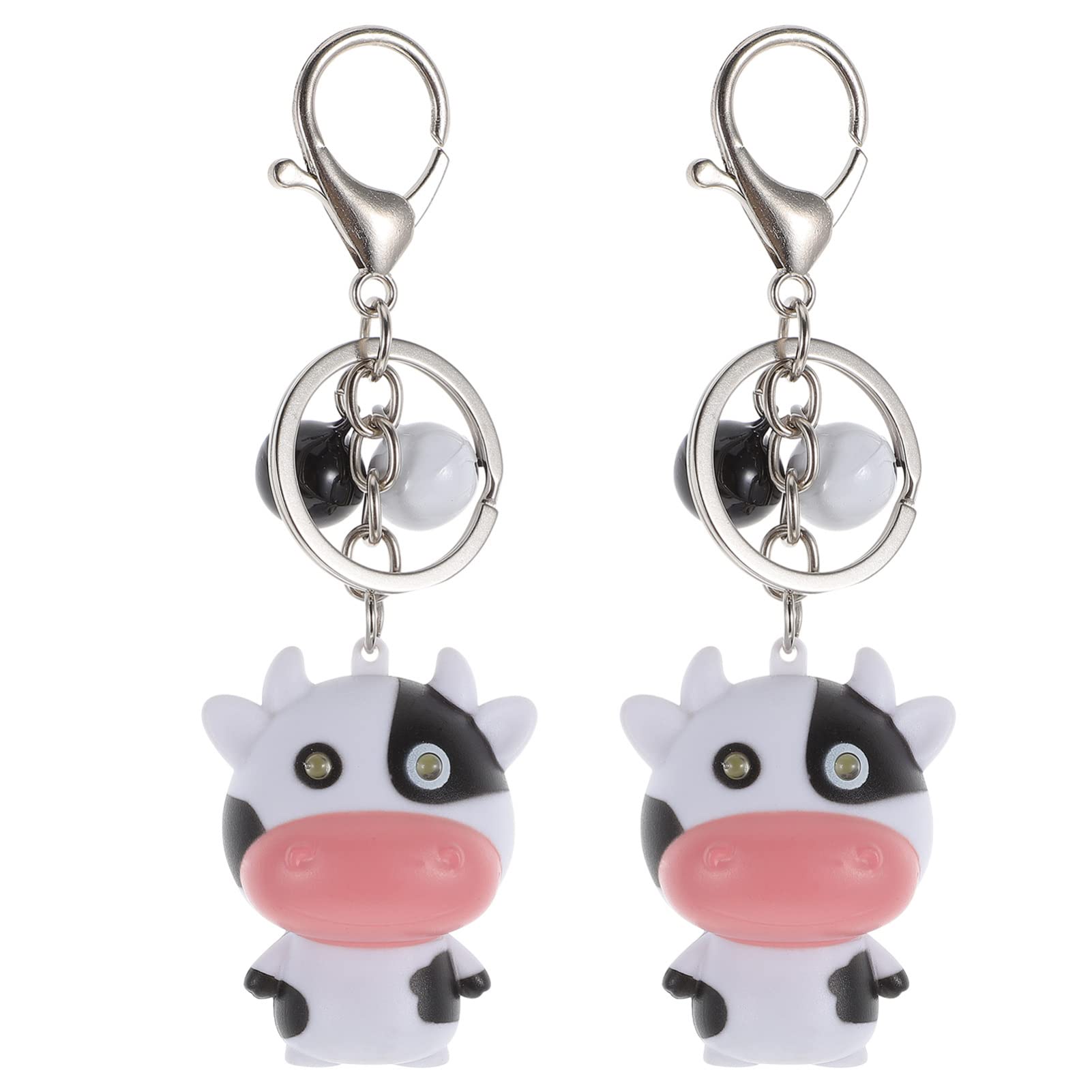 2pcs LED Animal Car Keychain - Cute Cow Keychain with Flashlight, Perfect for Chinese New Year Gifts, Nighttime Visibility & Key Organization