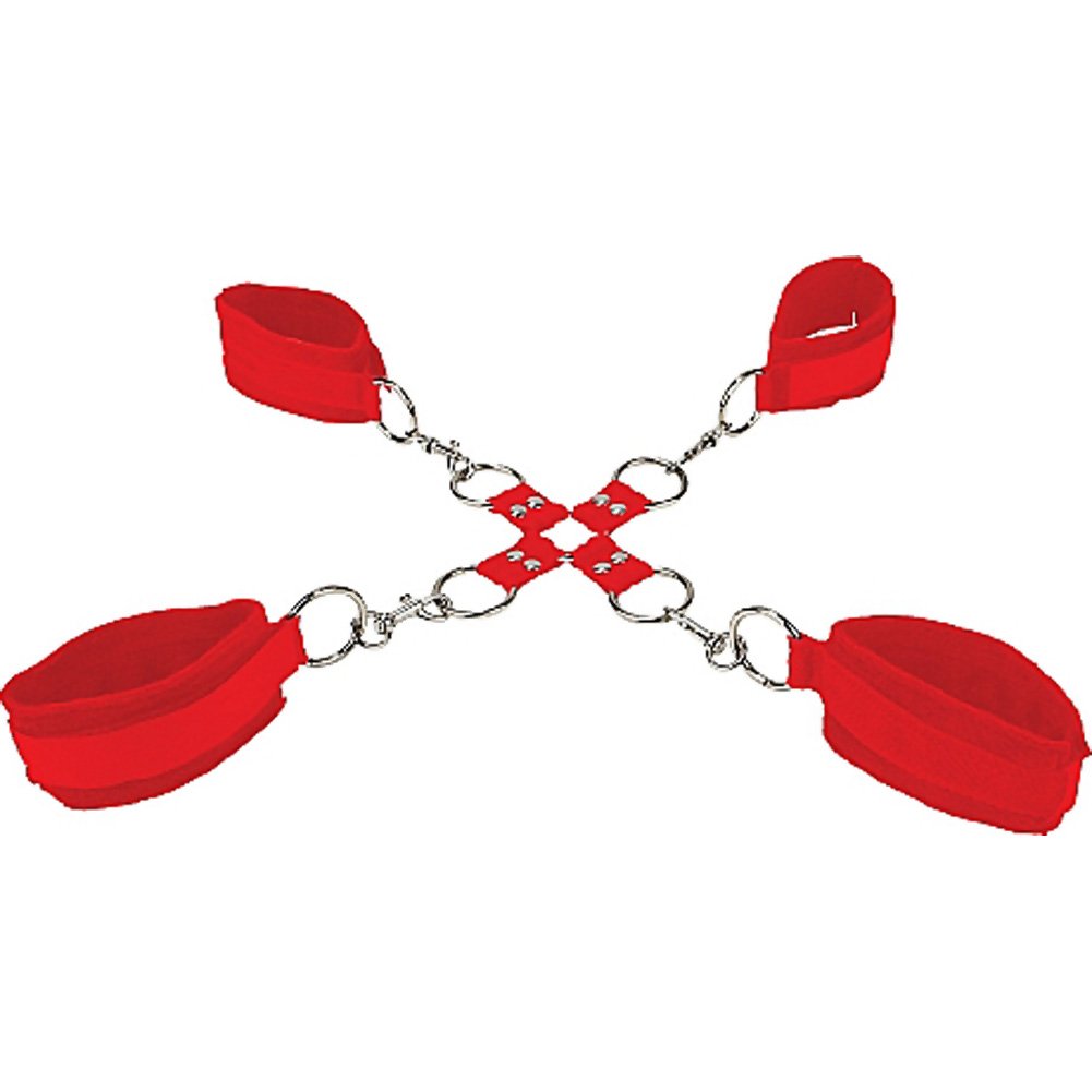 Velcro Hand and Leg Cuffs - Adjustable Restraints for Adults (Red) | Perfect for Bondage, Role Play & BDSM Scenes