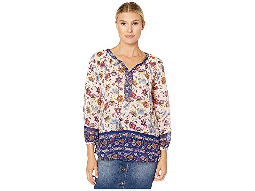 Vintage American Blues Women's Ella Embroidered Long Sleeve Blouse - Floral Boho Top for Casual Wear, Office & Date Night Outfits