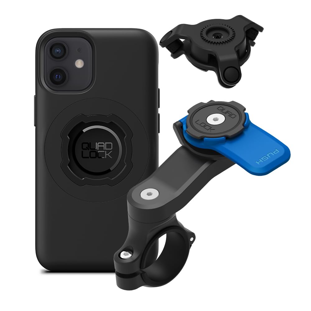 Quad Lock Motorcycle Handlebar Mount Kit with Vibration Dampener - Compatible with iPhone 12 Mini MAG Phone Case | Secure Phone Holder for Motorcycles, Bikes & ATVs | Perfect for Adventure Riding & Commuting