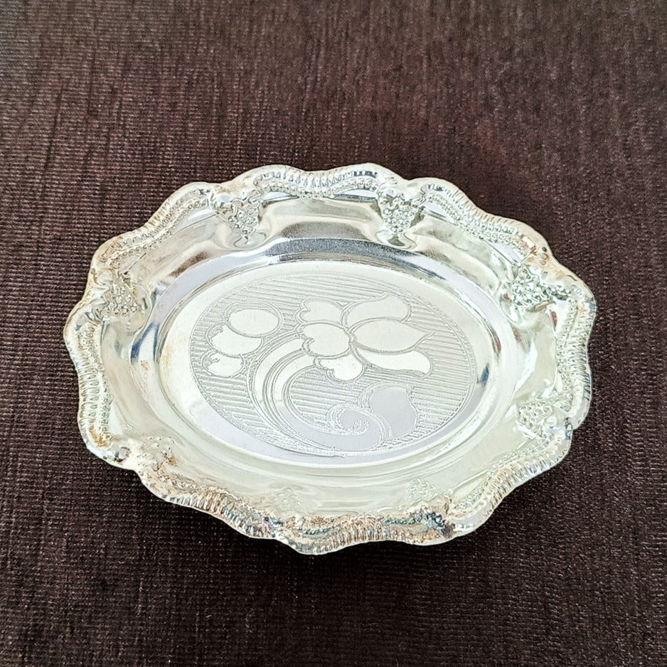 925 Sterling Silver Oval Tray - Elegant Silverware for Dining & Home Decor - Perfect for Pooja Rituals, Wedding Gifts & Luxury Table Setting