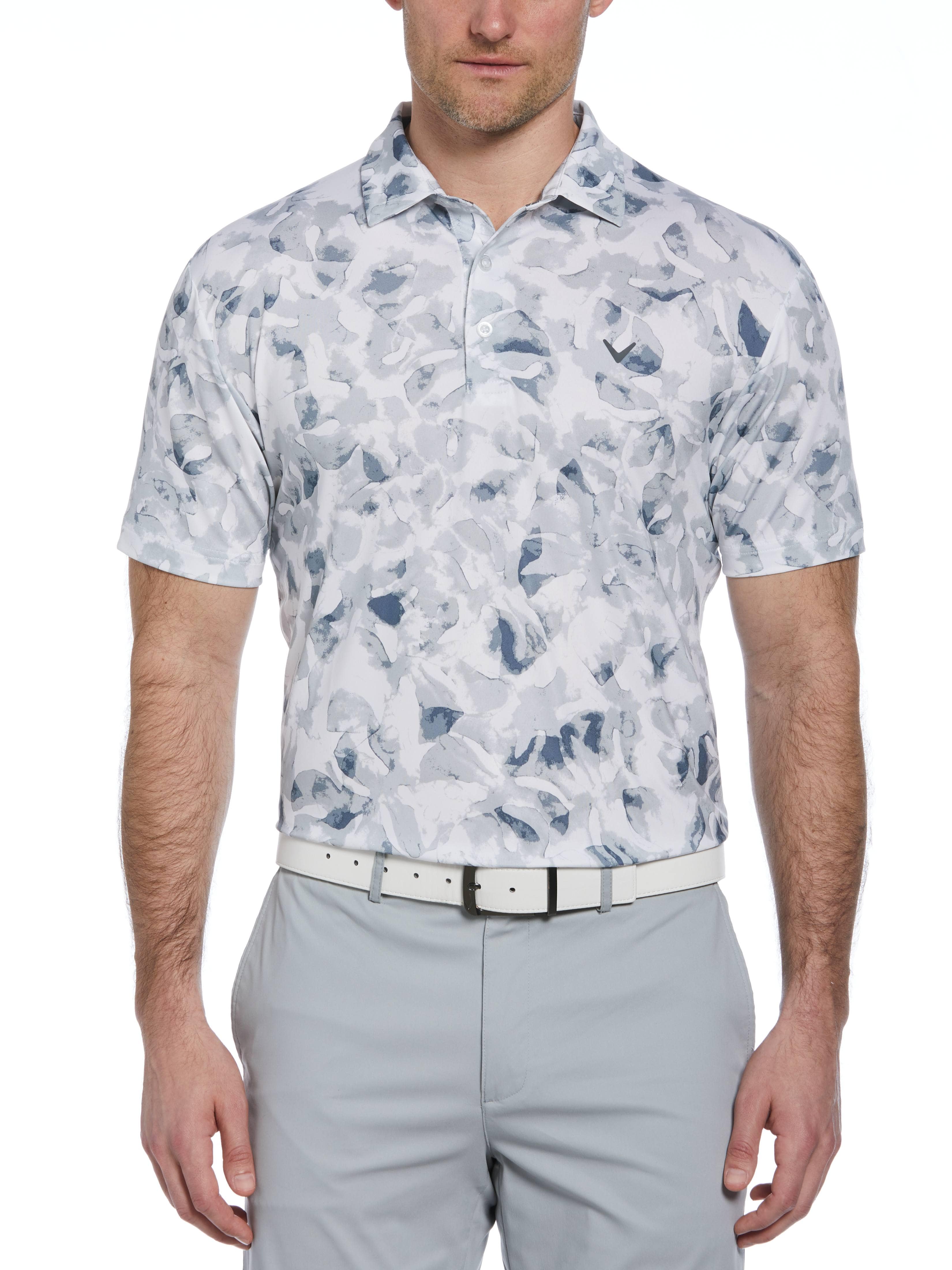 Men's Tie Dye Palm Print Golf Polo Shirt - Breathable Quick-Dry Performance Tee for Golf, Beach & Summer Outdoor Activities