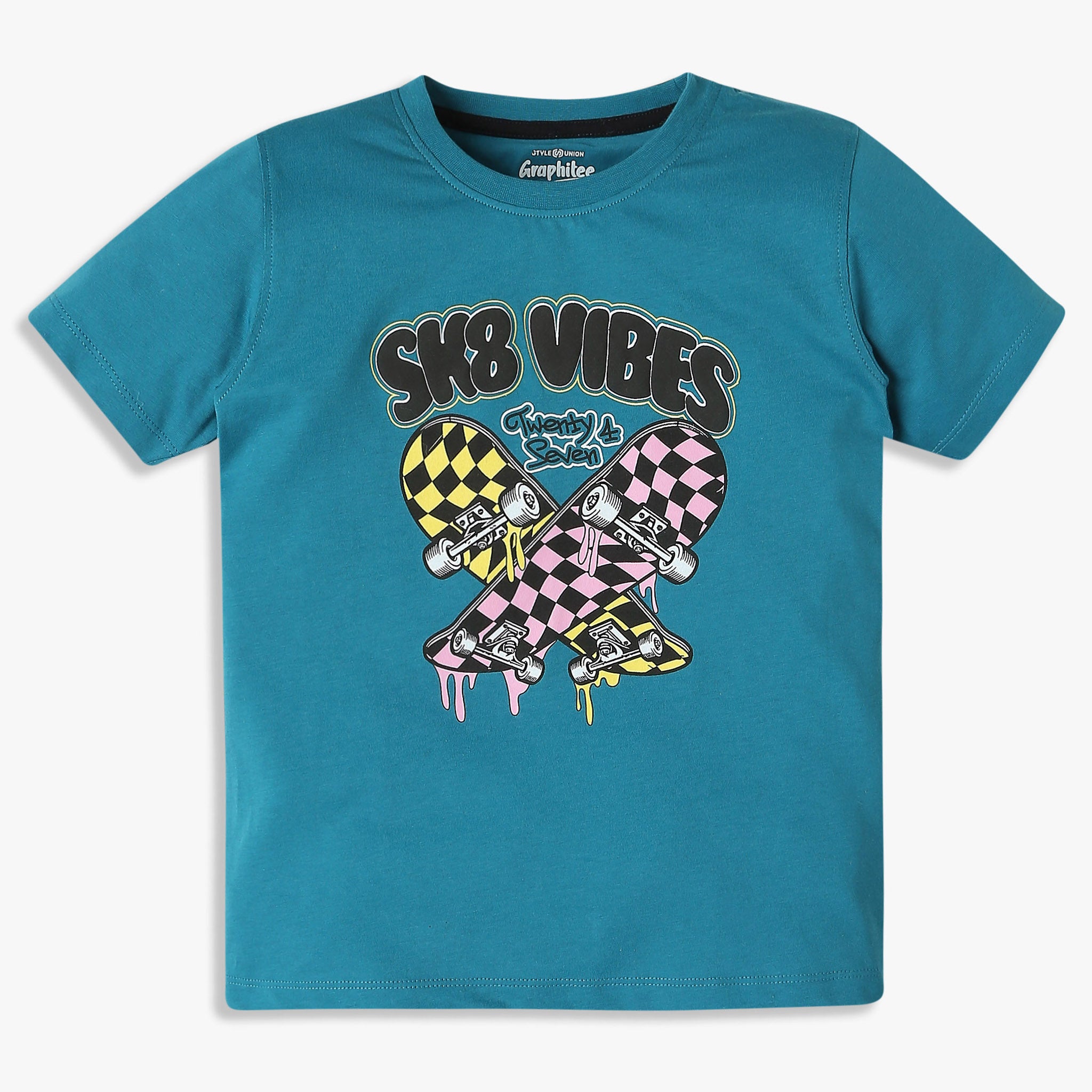 Trendy Boys Graphic Crew Neck T-Shirt - Soft Cotton Tee for Kids - Perfect for School, Playdates & Casual Outings