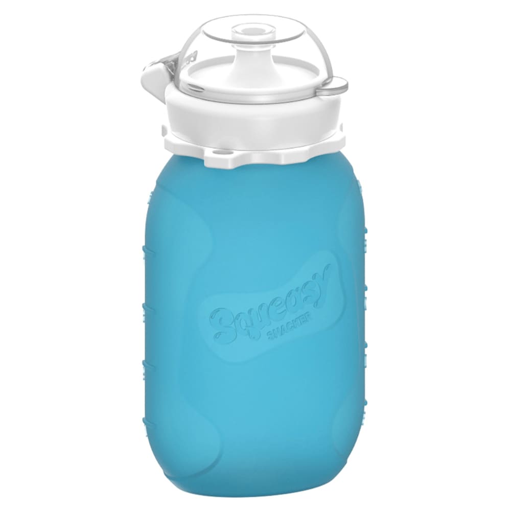Silicone Squeezable Snack Pouch for Yogurt & Drinks - 180ml Medium Reusable Food Container - Perfect for Kids Lunch Box, Baby Puree, and On-the-Go Snacks (Blue)