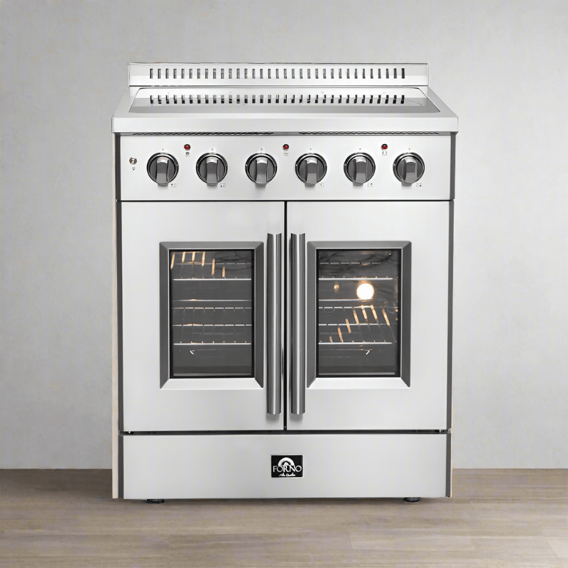 FORNO Galiano 30 Inch French Door Electric Range with Convection Oven - Stainless Steel FFSEL6917 30