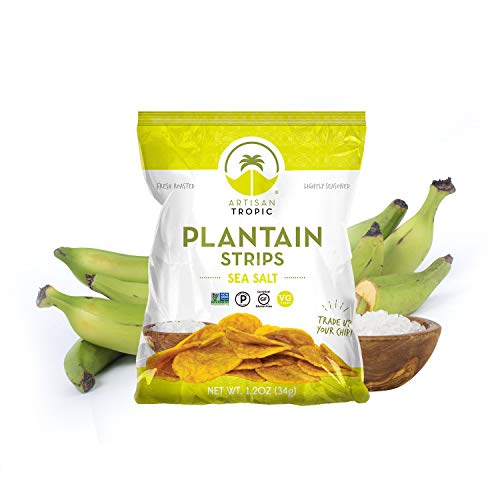 ARTISAN TROPIC Sea Salt Plantain Chips - Vegan, Paleo, Gluten Free Healthy Snacks - Whole30 Approved Baked Banana Chips - 1.2 Oz (16 Pack) - Perfect for Lunchboxes, Road Trips & Keto Diet Snacking