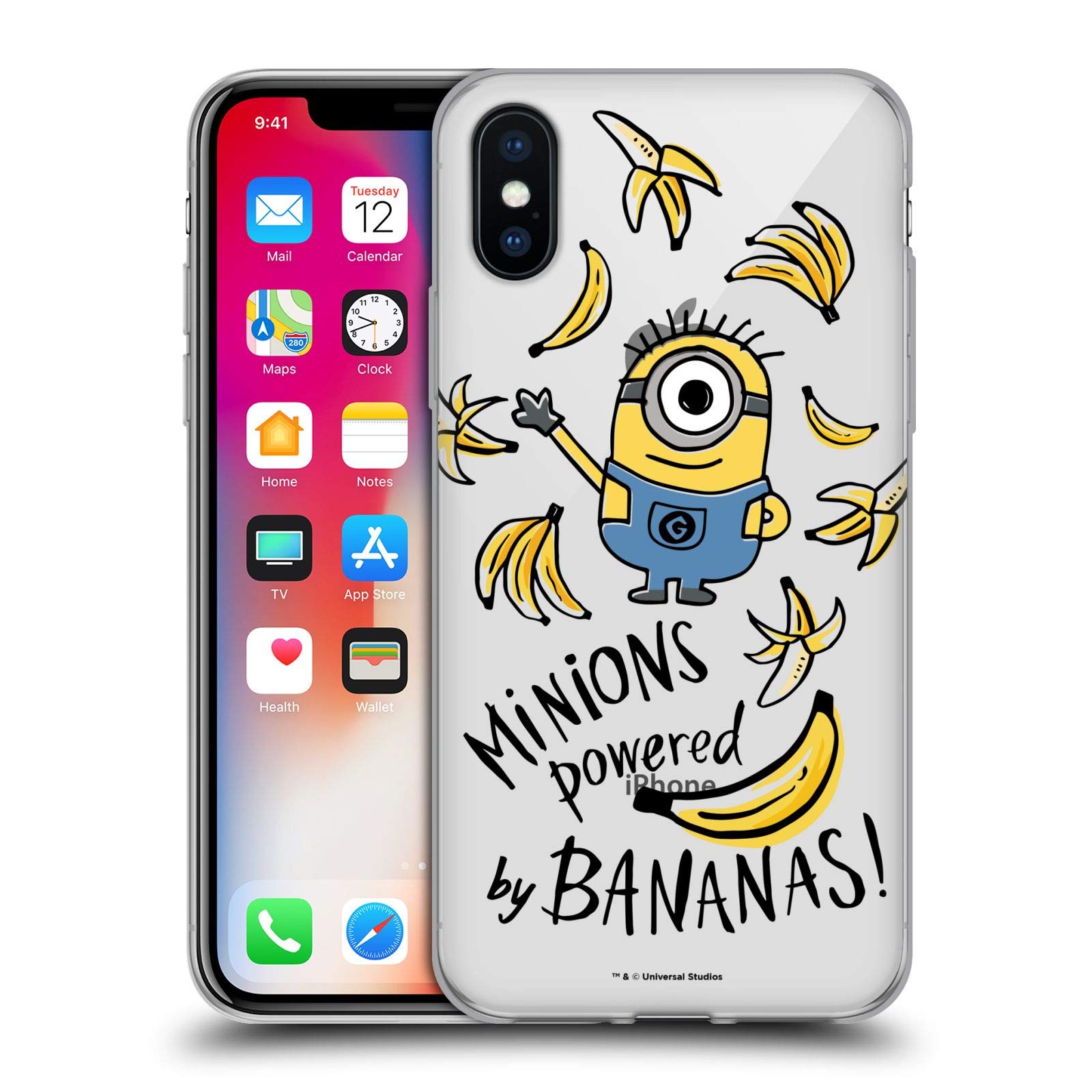 Officially Licensed Despicable Me Minion Soft Gel Case for iPhone X/Xs | Banana-Powered Design | Protective Phone Cover for Kids & Adults | Perfect for School, Work & Everyday Use