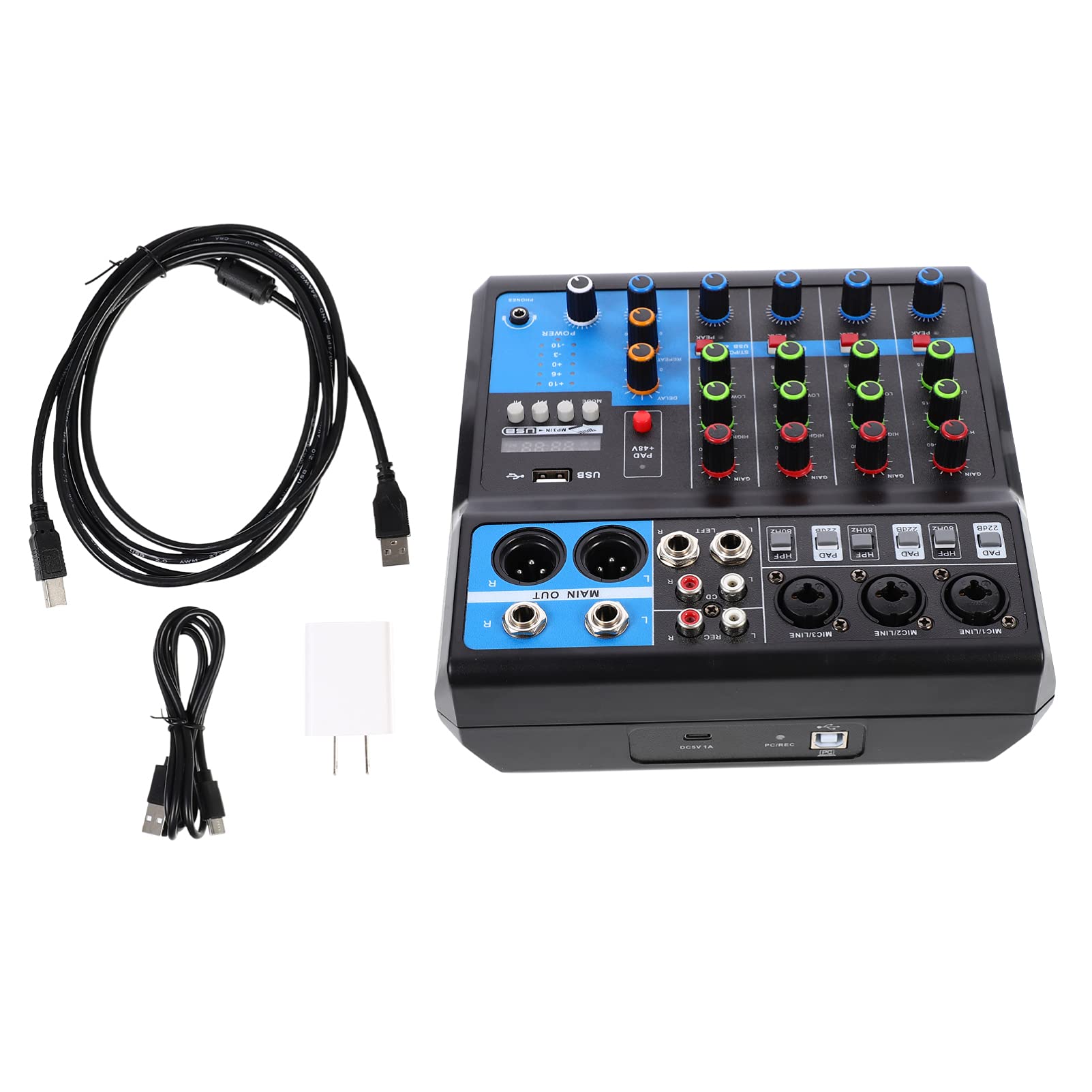 EXCEART 5-Channel DJ Audio Mixer Sound Board - Professional Sound Mixing Console for Home Music Production, Webcasting, Karaoke, Live Streaming & Podcasting | Perfect for DJs, Musicians & Content Creators