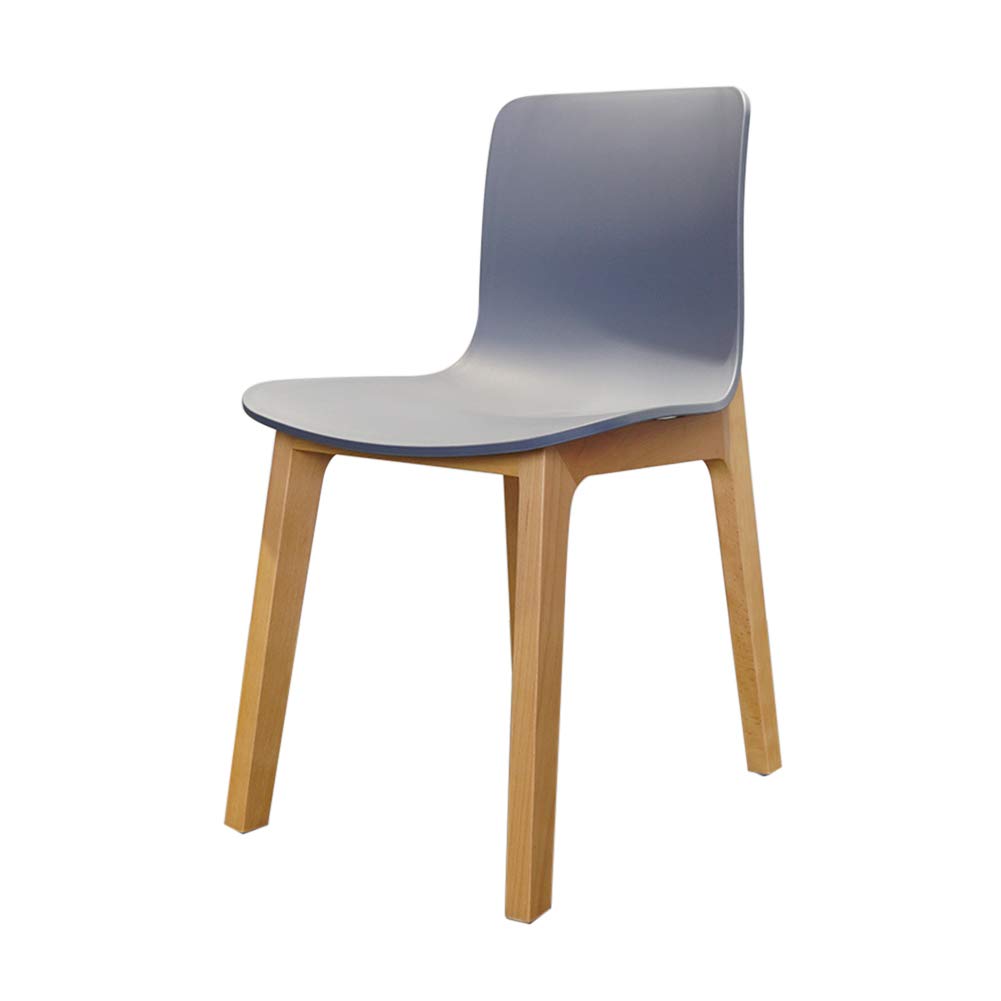 Modern Plastic Dining Chair with Solid Wood Legs - Kitchen, Living Room, Bedroom, Restaurant, Hotel & Cafe Use - Comfortable Seat for Dining, Lounge, Coffee, Makeup & Negotiation