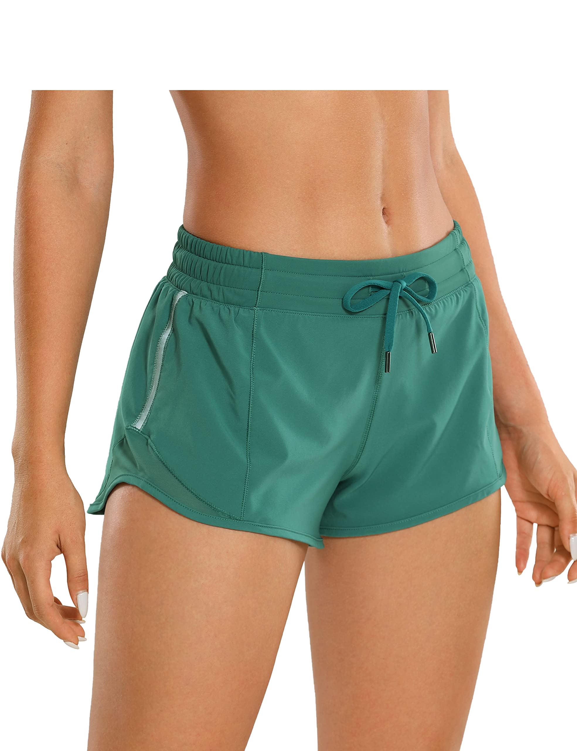 CRZ YOGA Women's High Waist Running Shorts with Pockets - 2.5