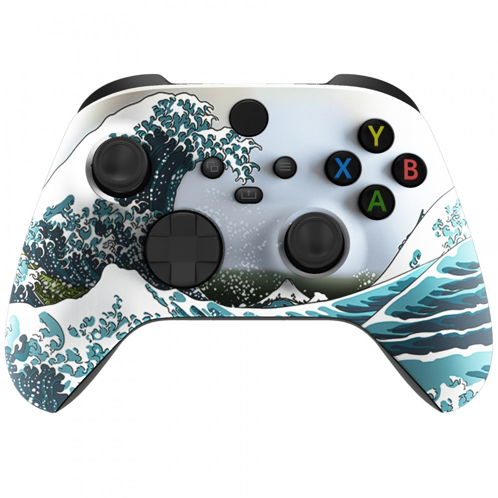 eXtremeRate The Great Wave Soft Touch Grip Faceplate & Housing Shell for Xbox Series X/S Controller - Replacement Part (Controller Not Included) FX3T106 - Perfect for Gaming, Customization & Enhanced Grip Comfort