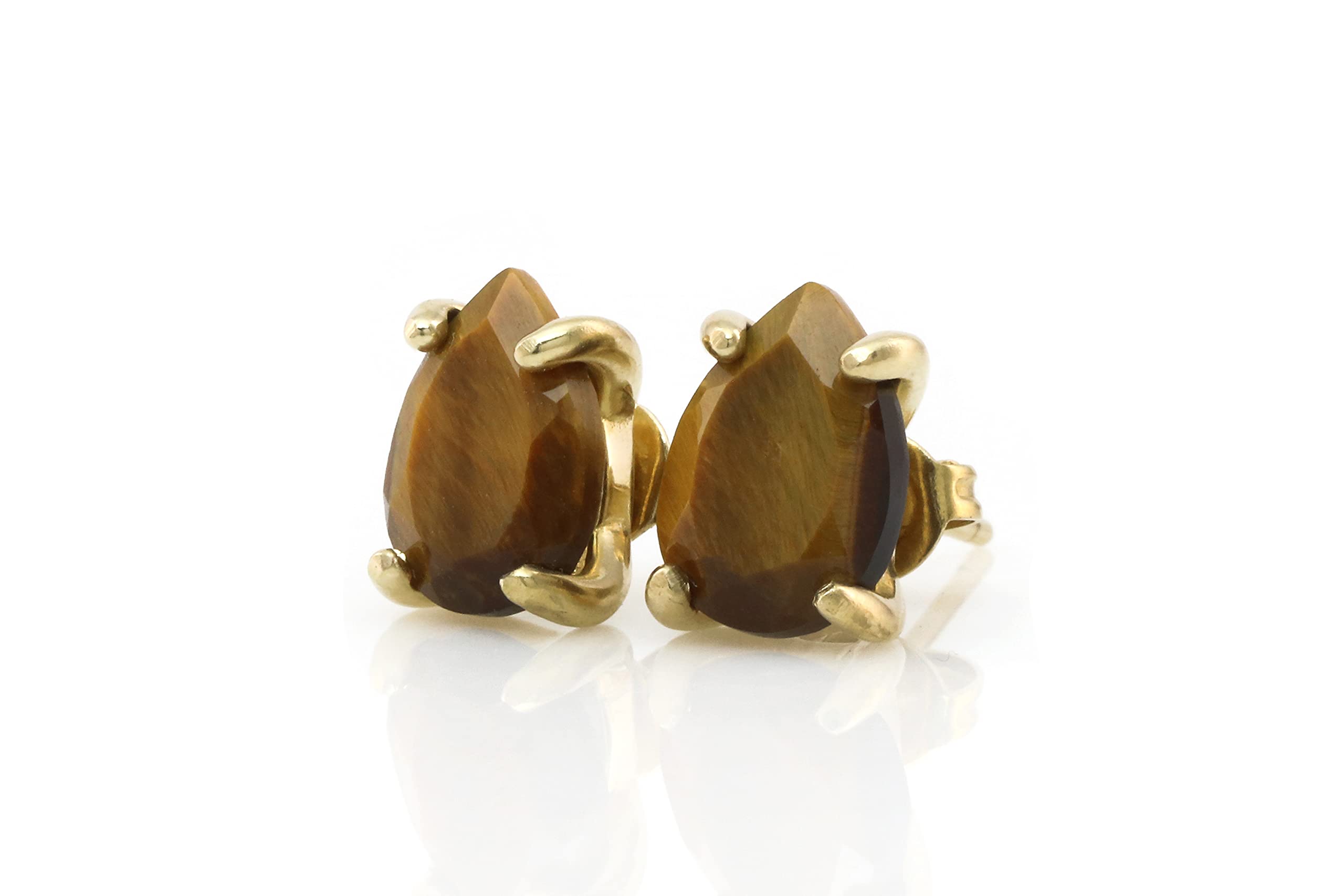 Tiger Eye Earrings for Women - Handmade Dainty Jewelry, Fashionable Everyday Studs - Perfect Gift for Bride, Wife, Birthday & Mother's Day (Includes Gift Box) | Office Wear, Date Night & Special Occasions