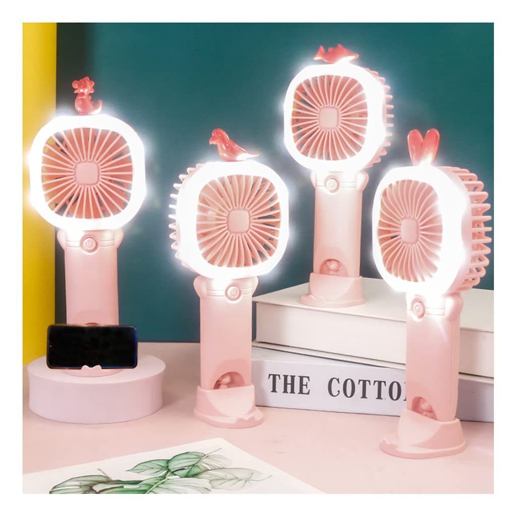 4 Pack USB Rechargeable Mini Desk Fan with Fill Light & Phone Stand - Portable Handheld Fan for Makeup, Eyelash Styling, Travel, Office & Home Use - Perfect for Women & Girls