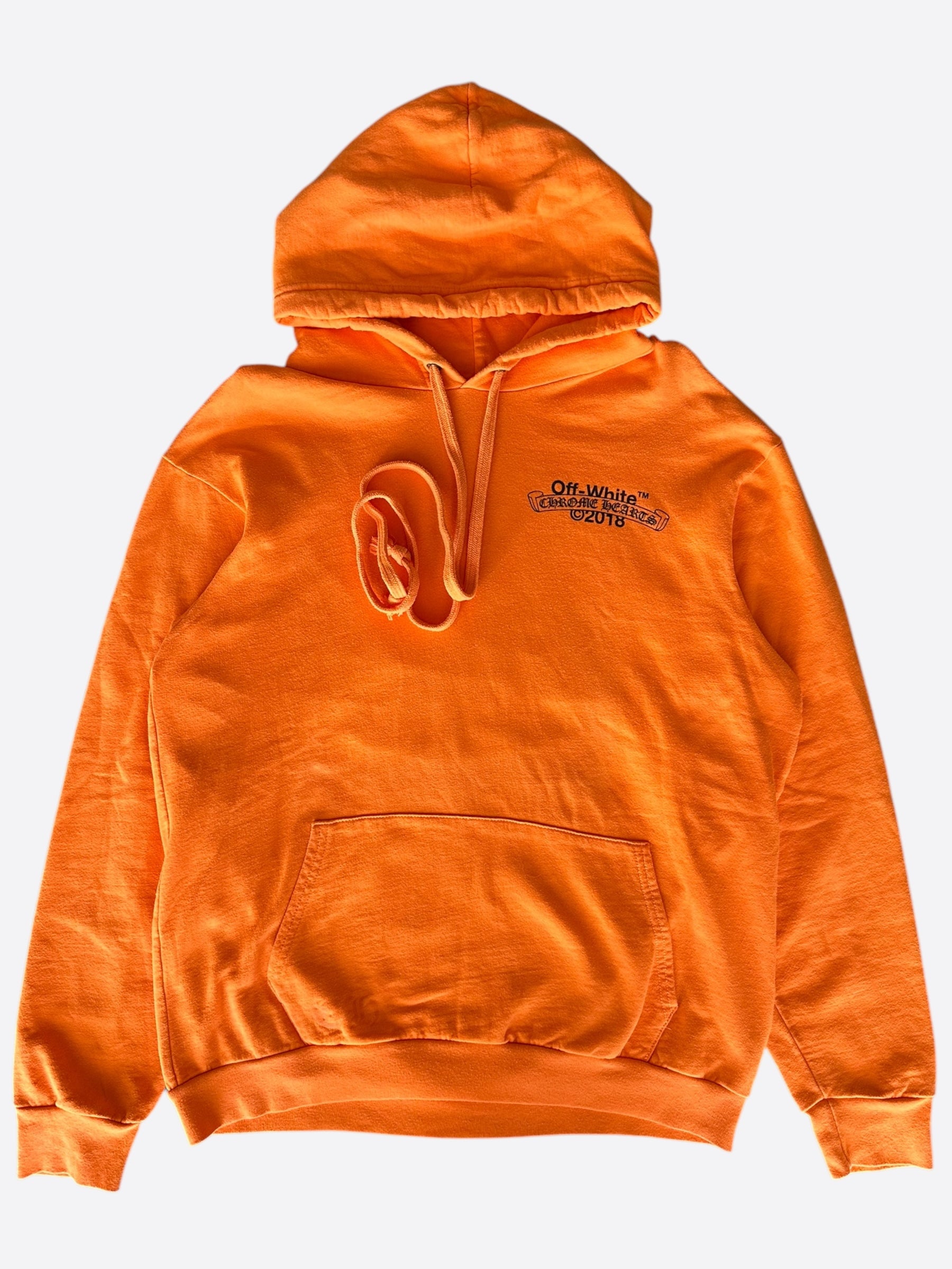 Chrome Hearts Off White Orange & Black Scroll Logo Hoodie - Stylish Streetwear for Men & Women | Perfect for Casual Outfits, Urban Fashion & Everyday Wear