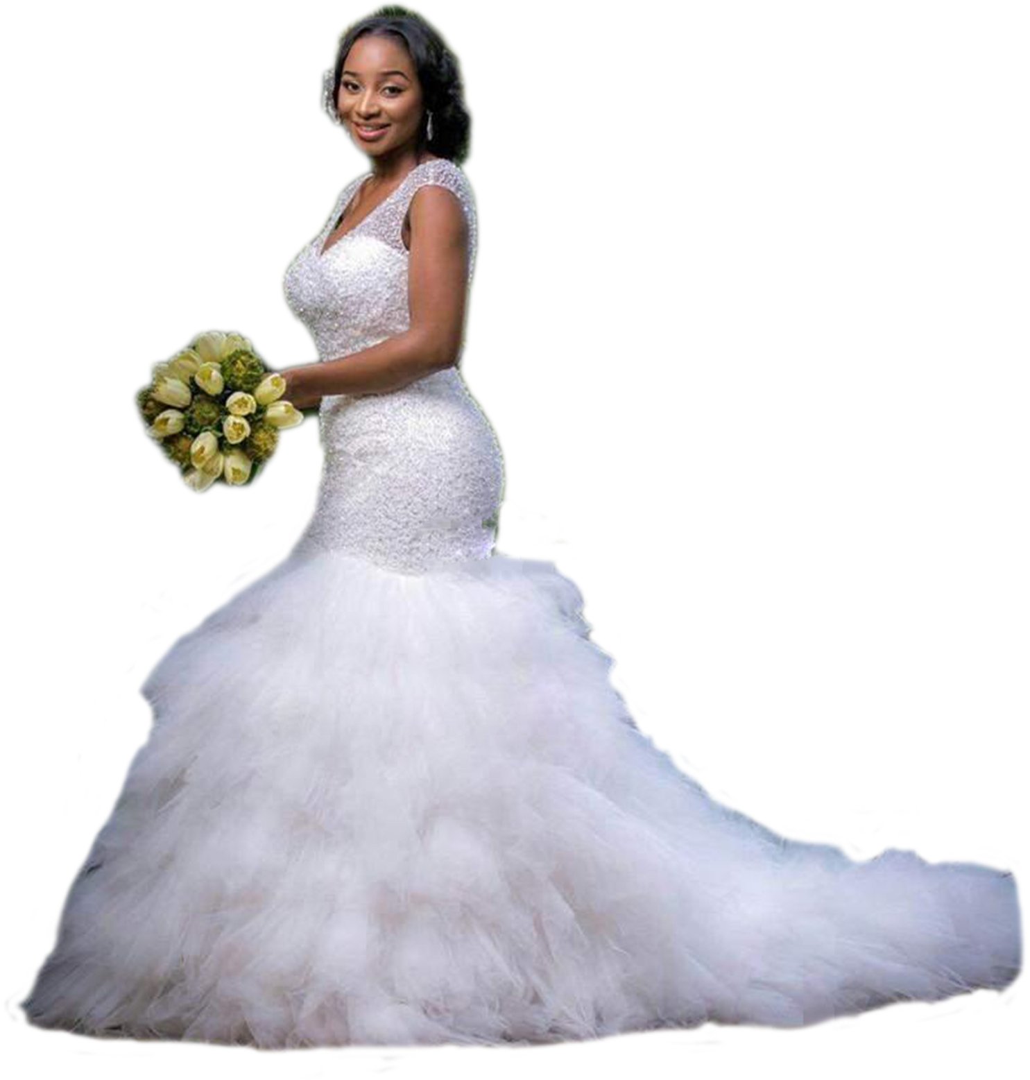 Elegant Organza Ruffled Mermaid Prom Dress for Women - African Evening Gown, Plus Size Long Sheath Formal Gown for Weddings, Parties & Special Occasions