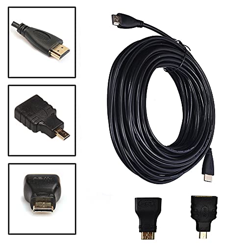 10ft 3-in-1 HDMI to HDMI/Mini/Micro HDMI Adapter Cable Kit - 4K Ultra HD Compatible for Laptop, Tablet, PC, TV, Monitor, Projector | Perfect for Home Theater, Gaming & Office Presentations
