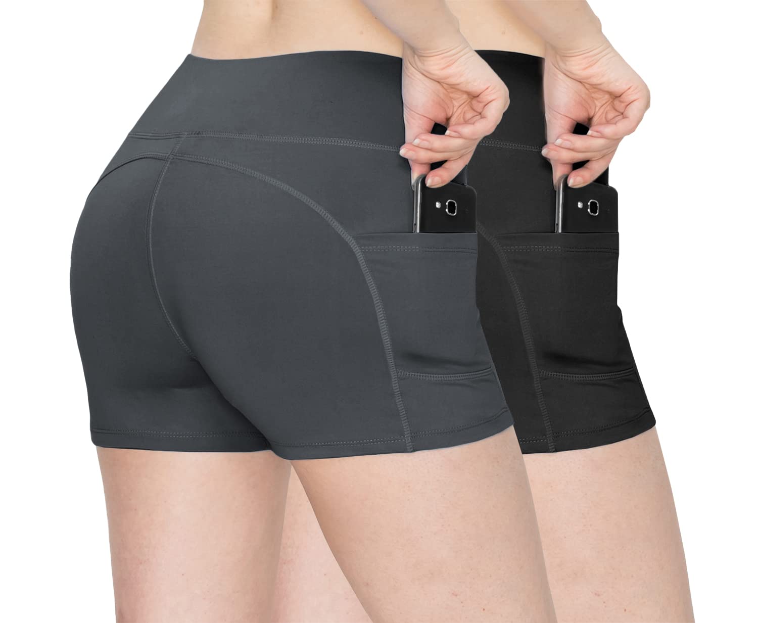 ALWAYS 2 Pack Women's Biker Shorts - Buttery Soft High Waist Yoga Shorts with Pockets | Perfect for Workout, Running, Cycling & Lounge Wear