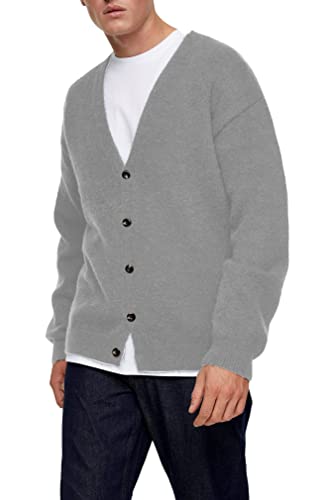 Shanfetl Men's Lightweight Cardigan Sweater - Single-Breasted V-Neck Knit Cardigan for Casual Wear & Layering | Perfect for Office, Date Night & Fall Outfits