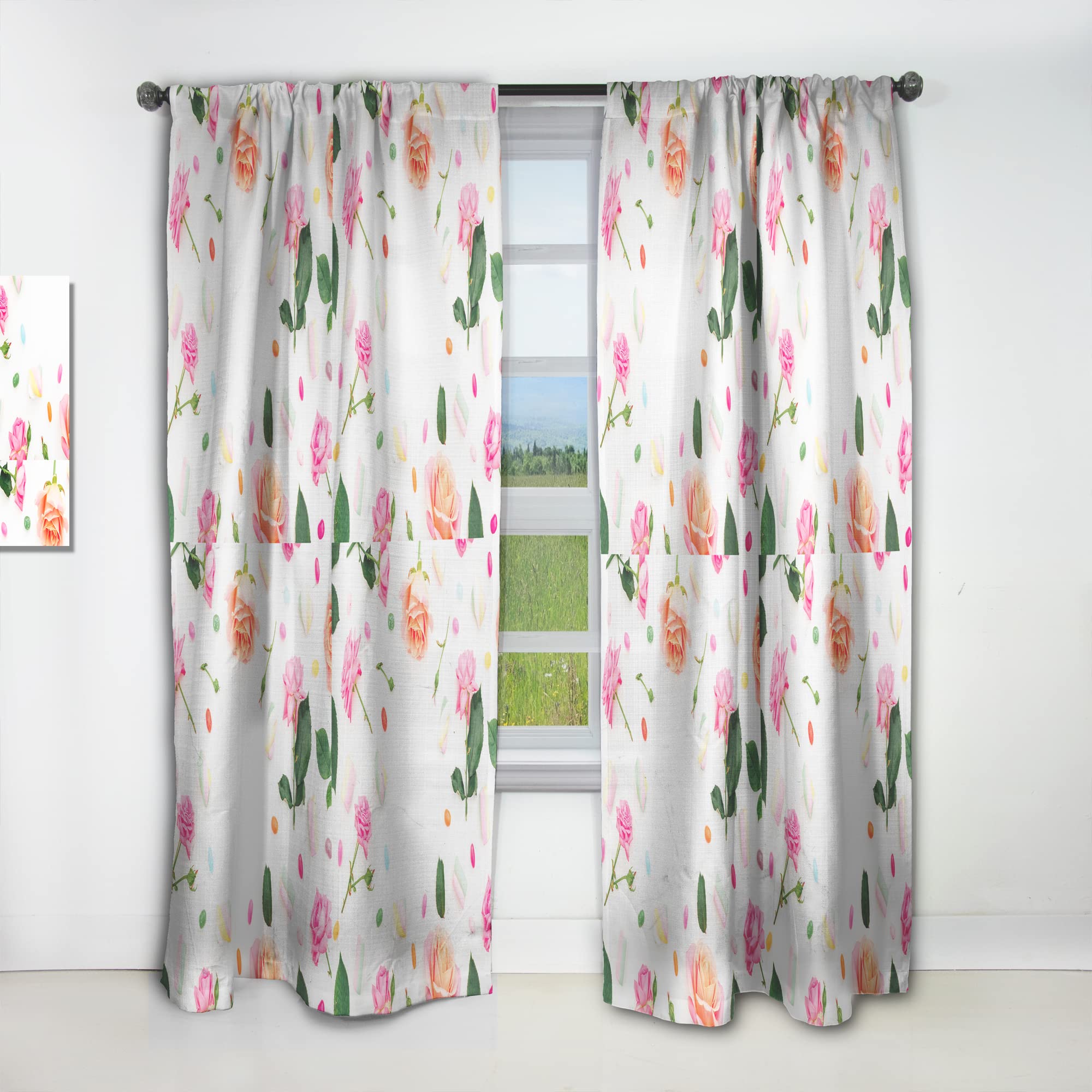 Floral Botanical Retro VI Thermal Insulated Curtains - Single Panel 52x63 Inches - Elegant Drapes for Bedroom & Living Room - Perfect for Home Decor, Privacy & Temperature Control