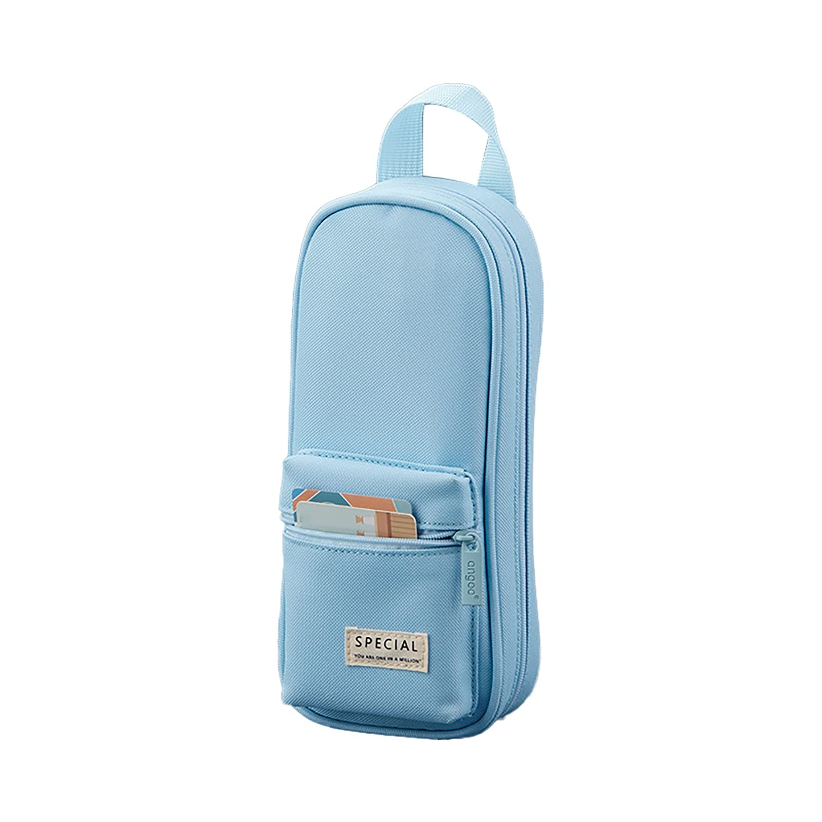Ampopt Large Capacity Backpack Pencil Case - Portable Stationery Organizer for School, Office & Travel - Creative Men's Housekeeping Storage Bag (Blue) - Perfect for Students, Professionals & Daily Commuters