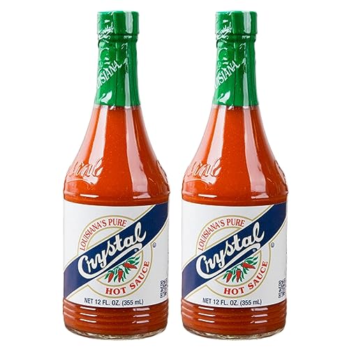 **Crystal Hot Sauce 12oz (Pack of 2) – Louisiana's Pure Original Hot Sauce – Low Fat & Low Sodium – Spicy Condiment for Sandwiches, Soups, Stews, Fries, Wings & BBQ – Perfect for Home Cooking & Restaurants**