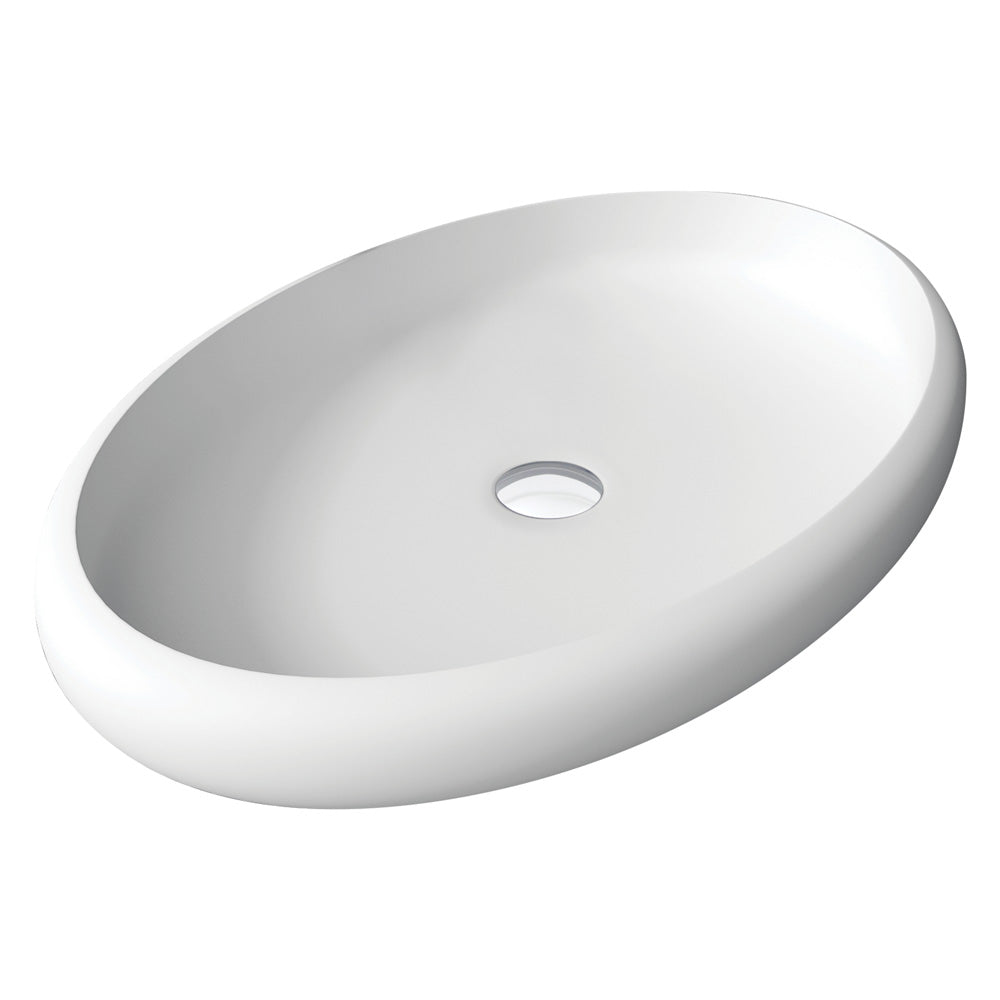 Fienza CSB088 Antonia Cast Stone Solid Surface Bathroom Sink Basin, Matte White - Perfect for Modern Vanities and Powder Rooms