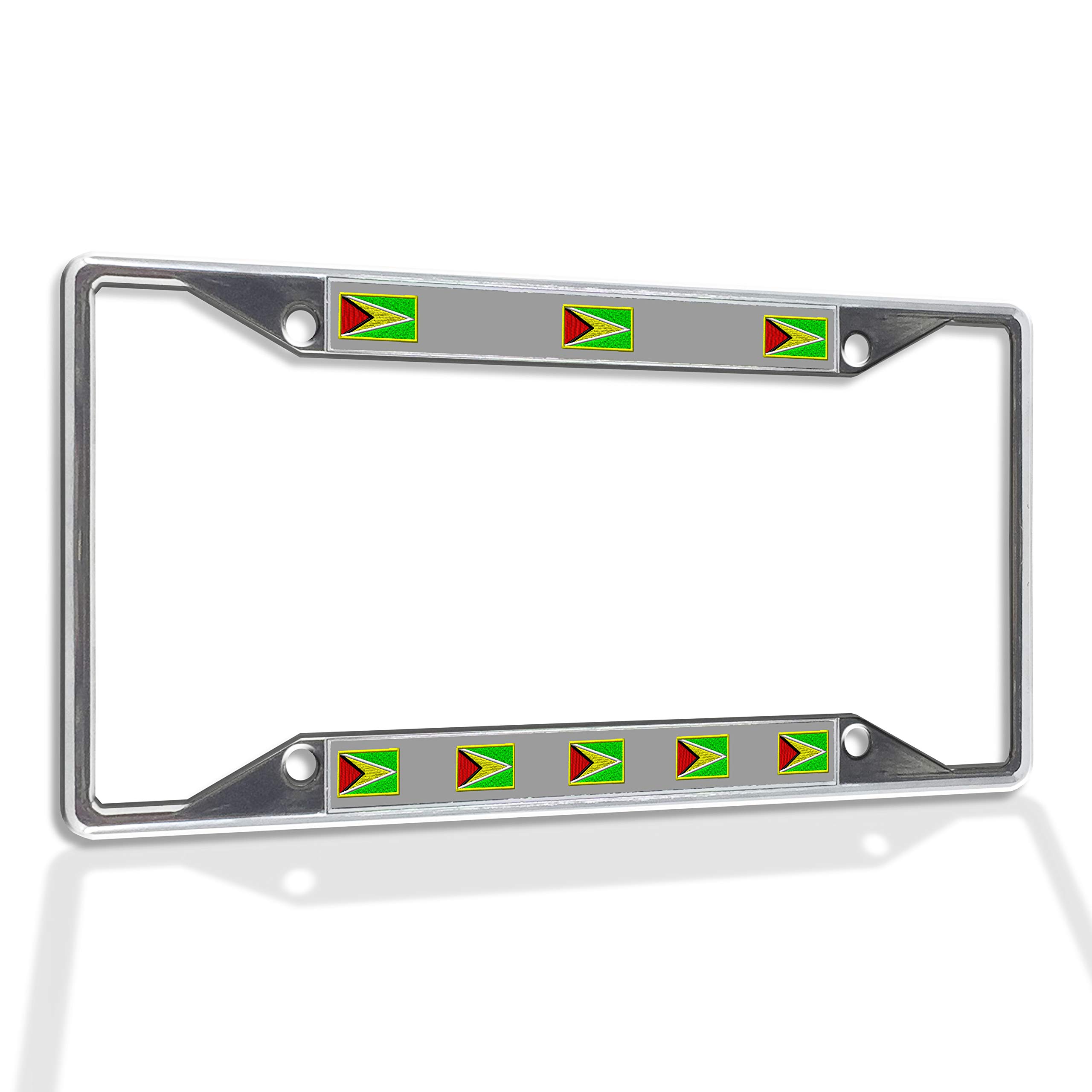 Premium Metal Insert License Plate Frame - Durable Weatherproof Car Accessory with Chrome Finish & 4-Hole Design - Perfect for Guyana & All Weather Conditions - Ideal for Cars, Trucks & SUVs