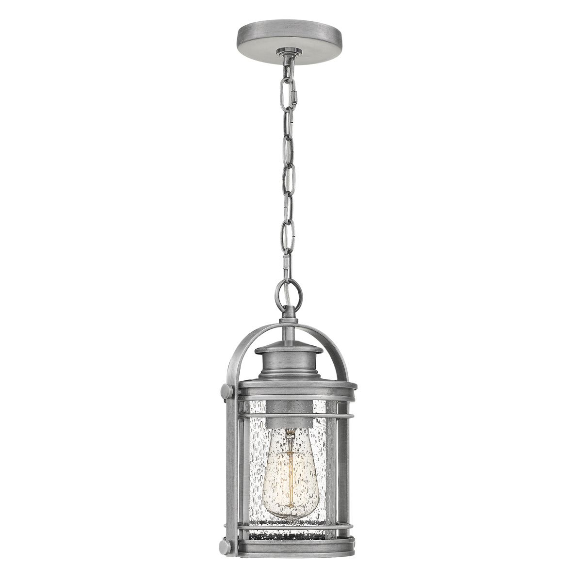 Booker 1 Light Small Chain Lantern - Industrial Aluminum IP44 E27 Hanging Light for Porch, Patio, and Garden Outdoor Decor