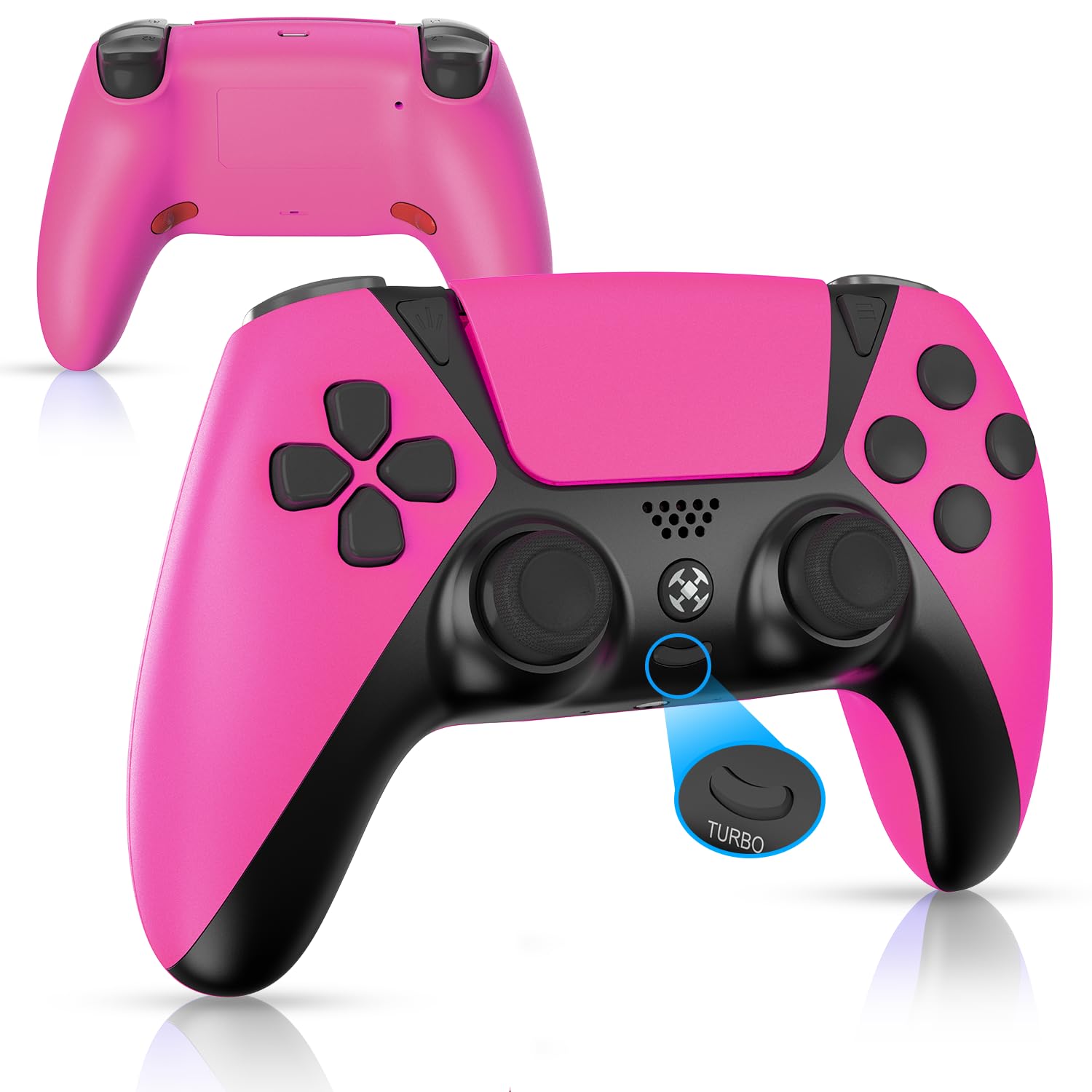 Wireless PS4 Gaming Controller with Rapid Fire - Pink for PS4/Pro/Slim/Steam - Perfect for Competitive Gaming