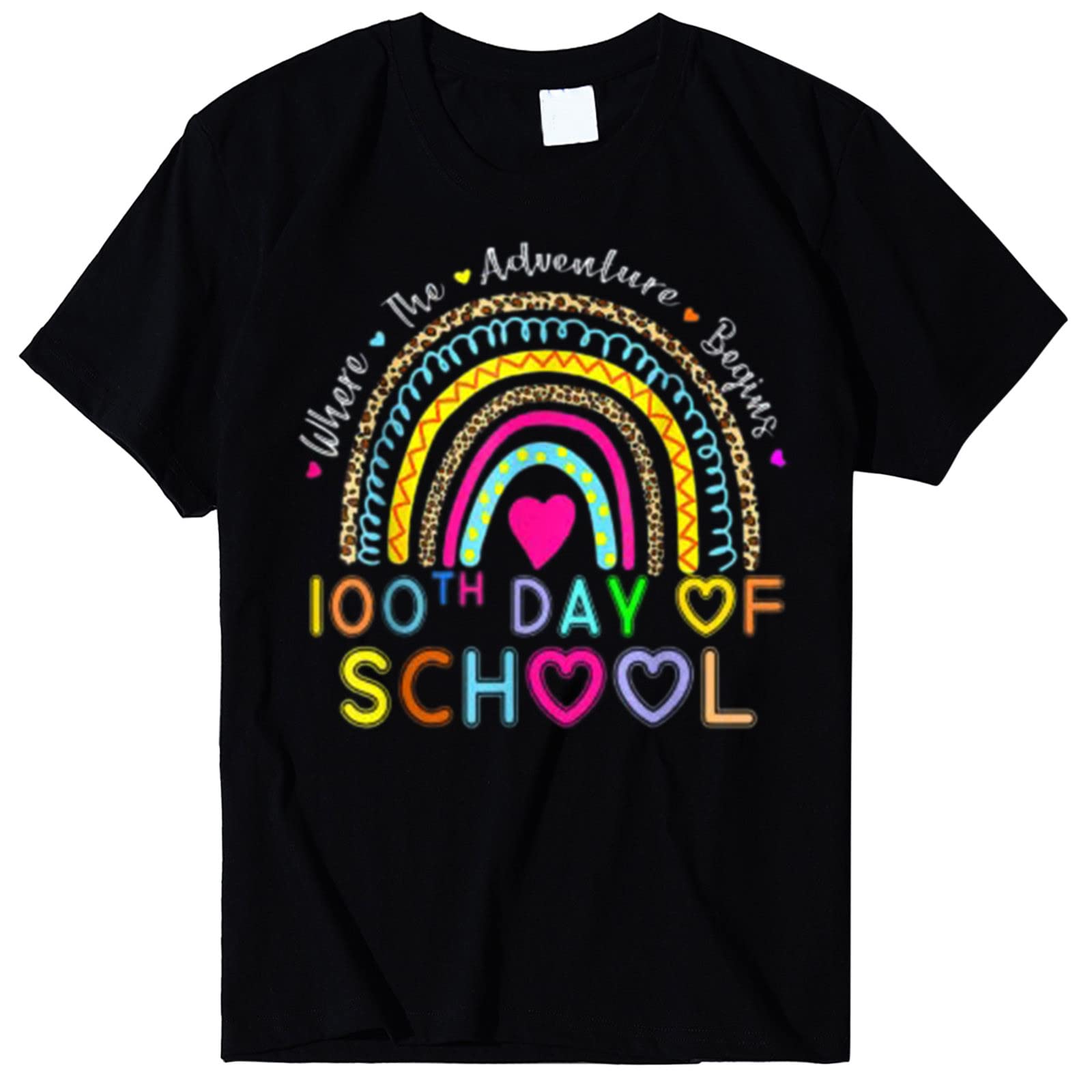 100th Day of School Teacher Shirts for Women - Funny Rainbow Graphic Tees with Inspirational Sayings | Short Sleeve Cute Tops for Classroom Celebrations & Teacher Appreciation Gifts