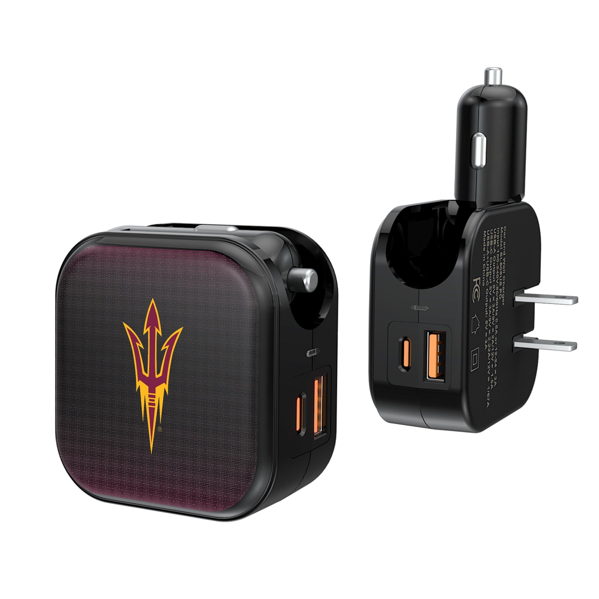 Arizona State University Sun Devils 2-in-1 USB & AC Charger - Fast Charging for iPhone, Android, Tablets - Perfect for Dorms, Travel & Game Day Accessories