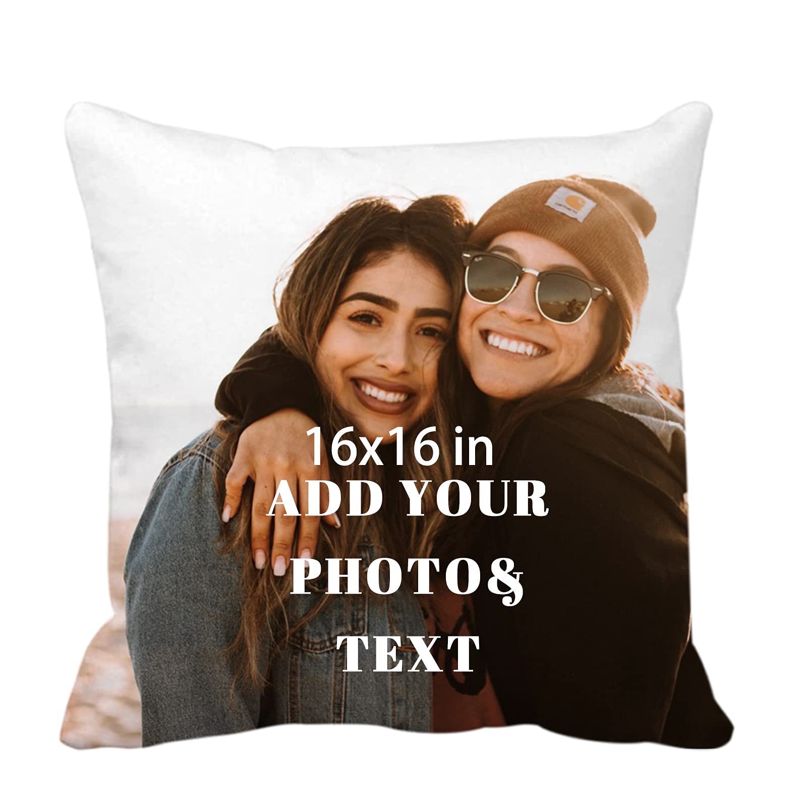 Custom Photo Pillow Cases - Personalized 16x16 DIY Throw Pillow Covers with Pet, Love & Wedding Pictures - Unique Home Decor Gift for Couples, Anniversaries & Family Keepsakes | Perfect for Living Room, Bedroom Decor & Special Occasion Gifts