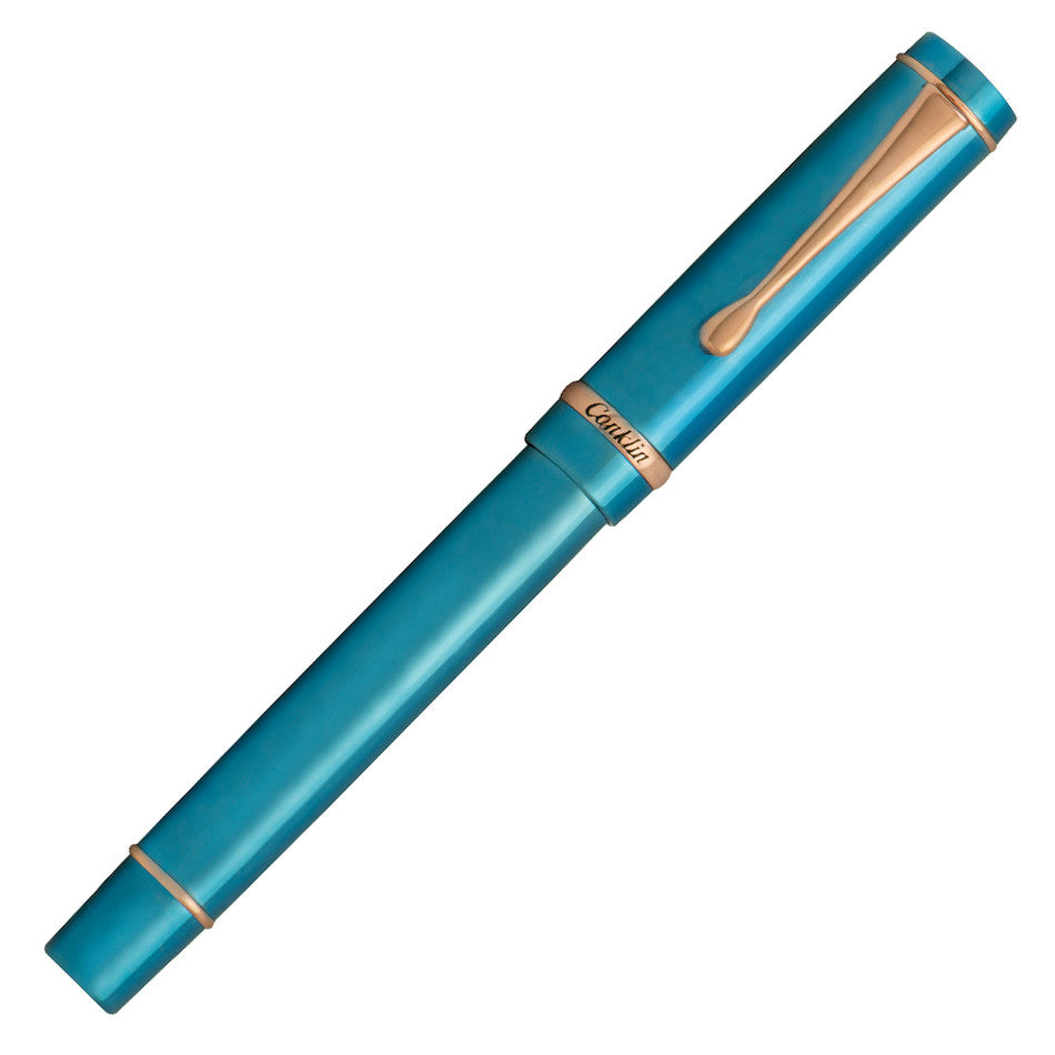 Conklin Duragraph Metal Fountain Pen - PVD Blue Finish, Medium Nib, Premium Writing Instrument for Professionals & Students - Perfect for Office, School & Gift Giving