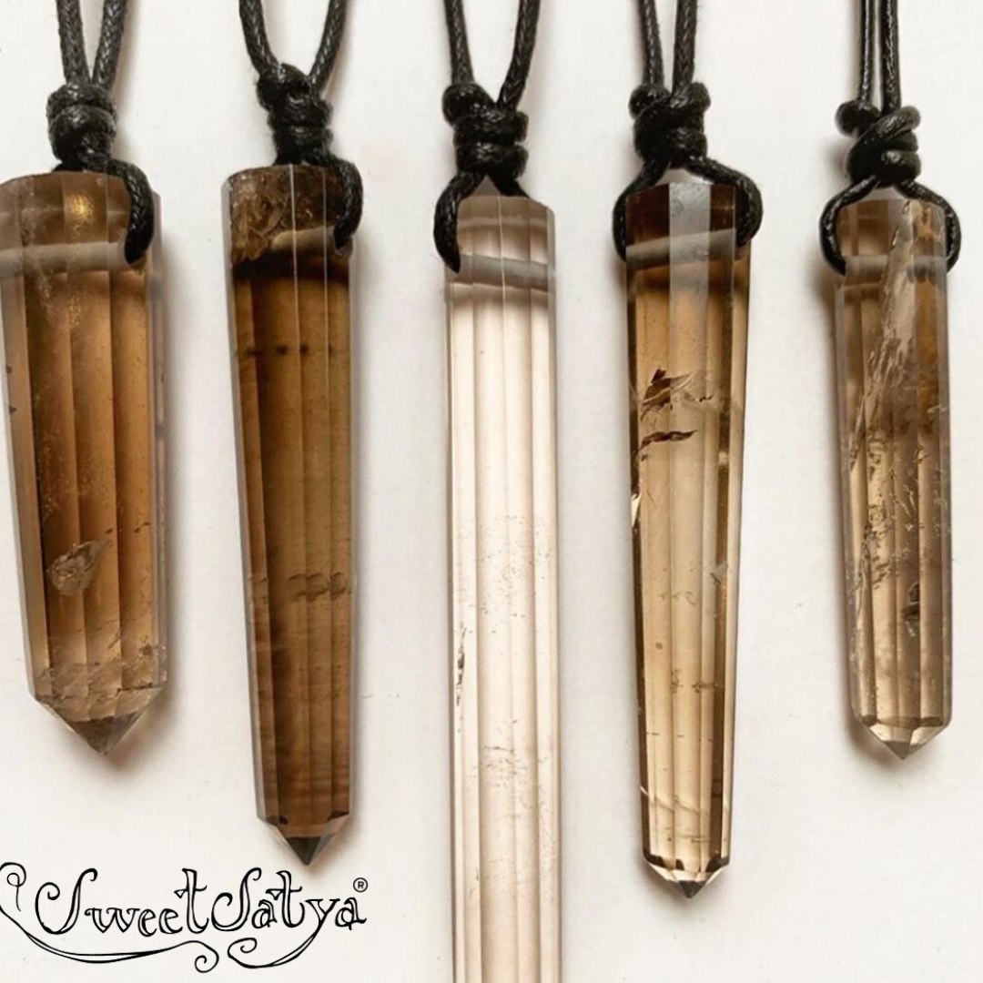 Smoky Crystal Quartz Vogel Necklace – Handmade Boho Jewelry for Women, Healing Stone Pendant – Perfect for Meditation, Yoga & Spiritual Gifts