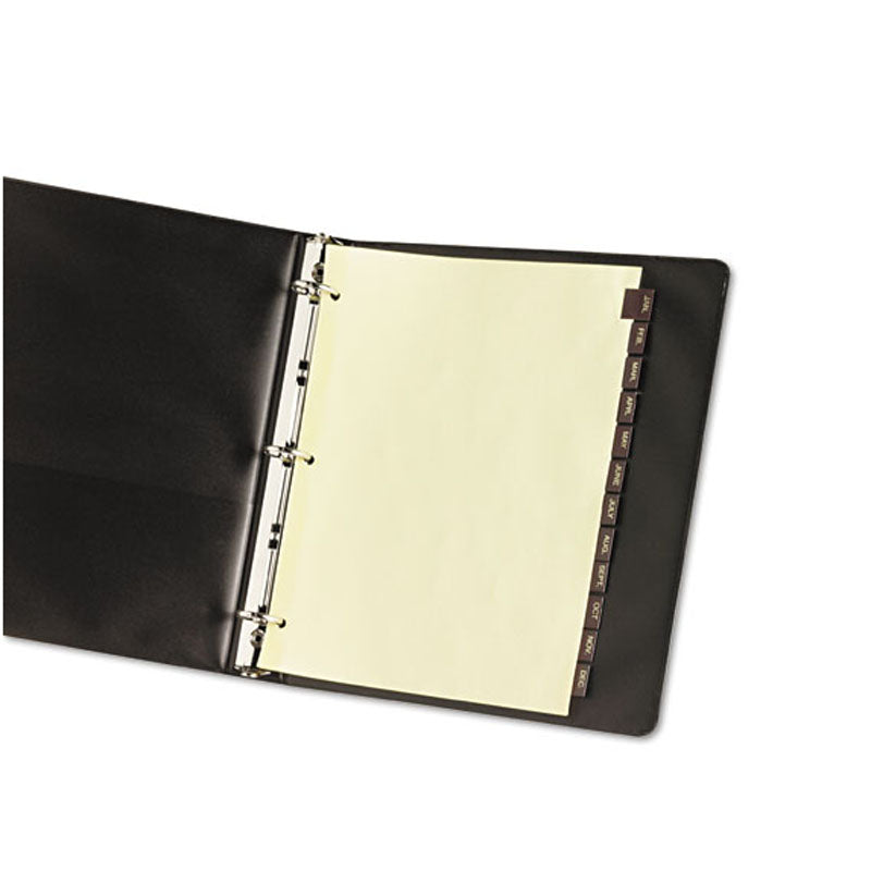 Preprinted Leather Tab Dividers with Reinforced Binding Edge - January to December Set of 12 - Perfect for Office Organization, Filing Systems & Document Management